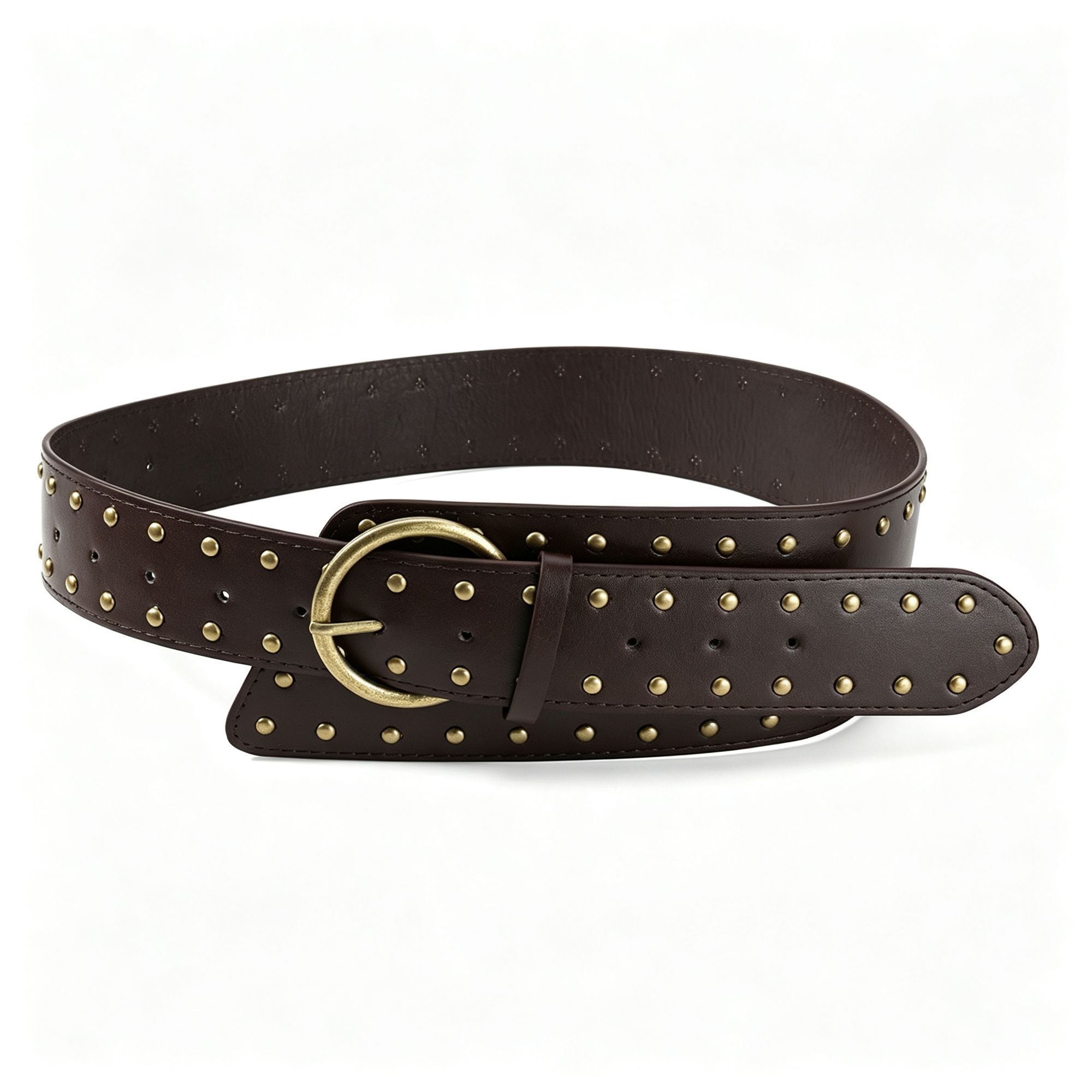 Coffee PU | Punk Vintage Wide Waist Belt | Halloween Retro Casual Gift | Metal view 5