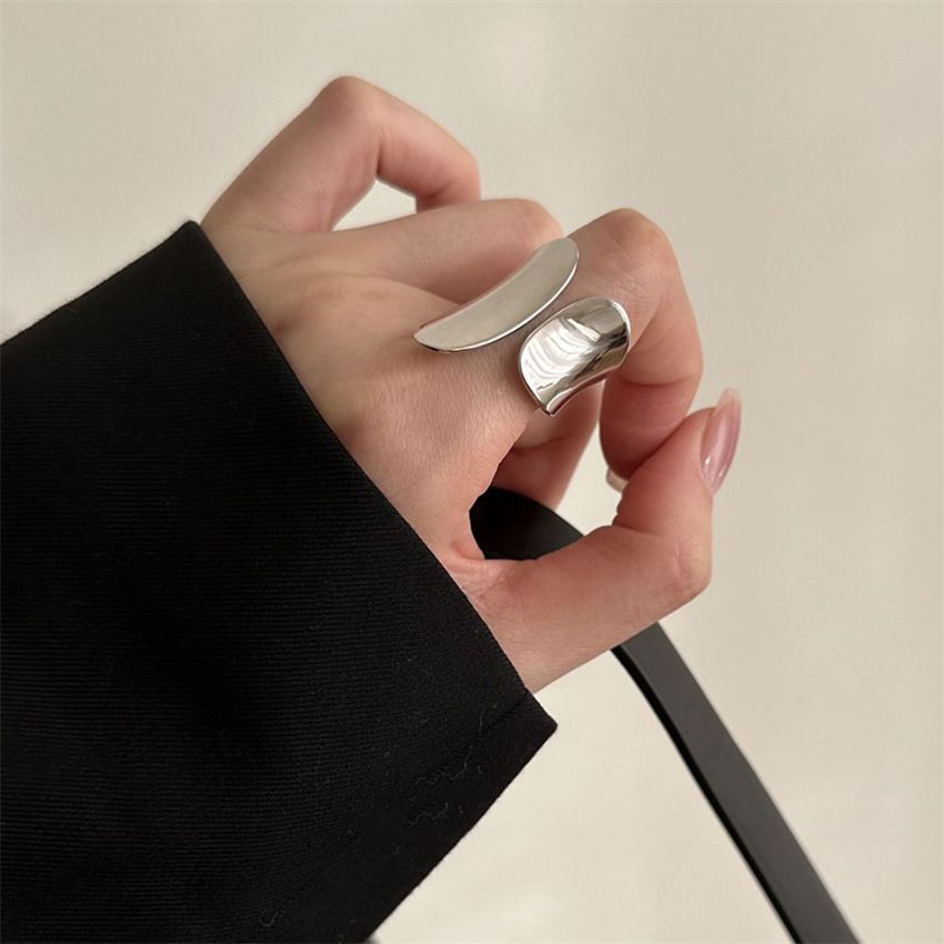 JZ0349 Niche Textured | Vintage Silver Niche Texture Ring | Halloween Indie