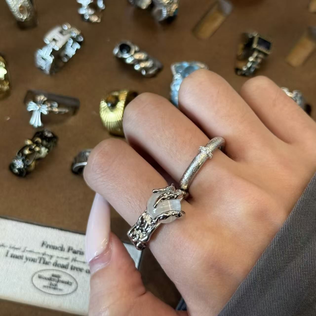 JZ1445 Vintage Twisted | Vintage Silver Retro Twist Ring | Halloween Retro view 5
