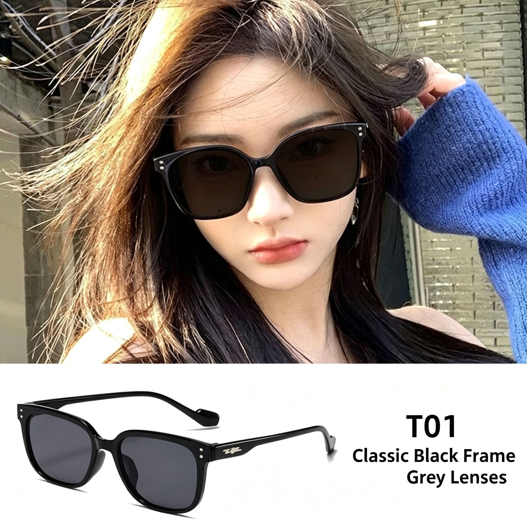 T01 Black Frame Gray Lens — image 1