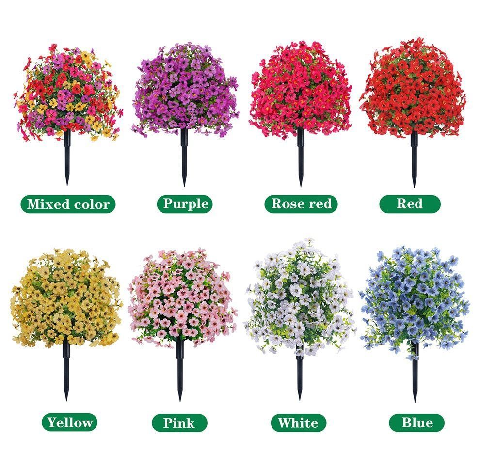 Soft Yellow Faux Eucalyptus Violet Garden Stake Home Shooting Background view 3