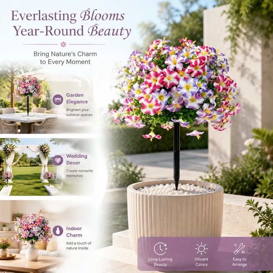 Mixed Shade Morning Glory Artificial Stems Eucalyptus Floral Styling Prop — image 1