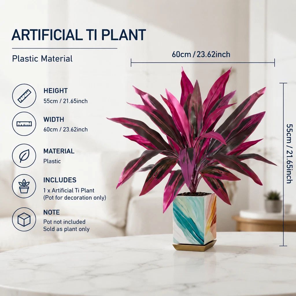 Purple Artificial Dracaena Fragrans Plant Home Patio Decor Set of 2 view 3
