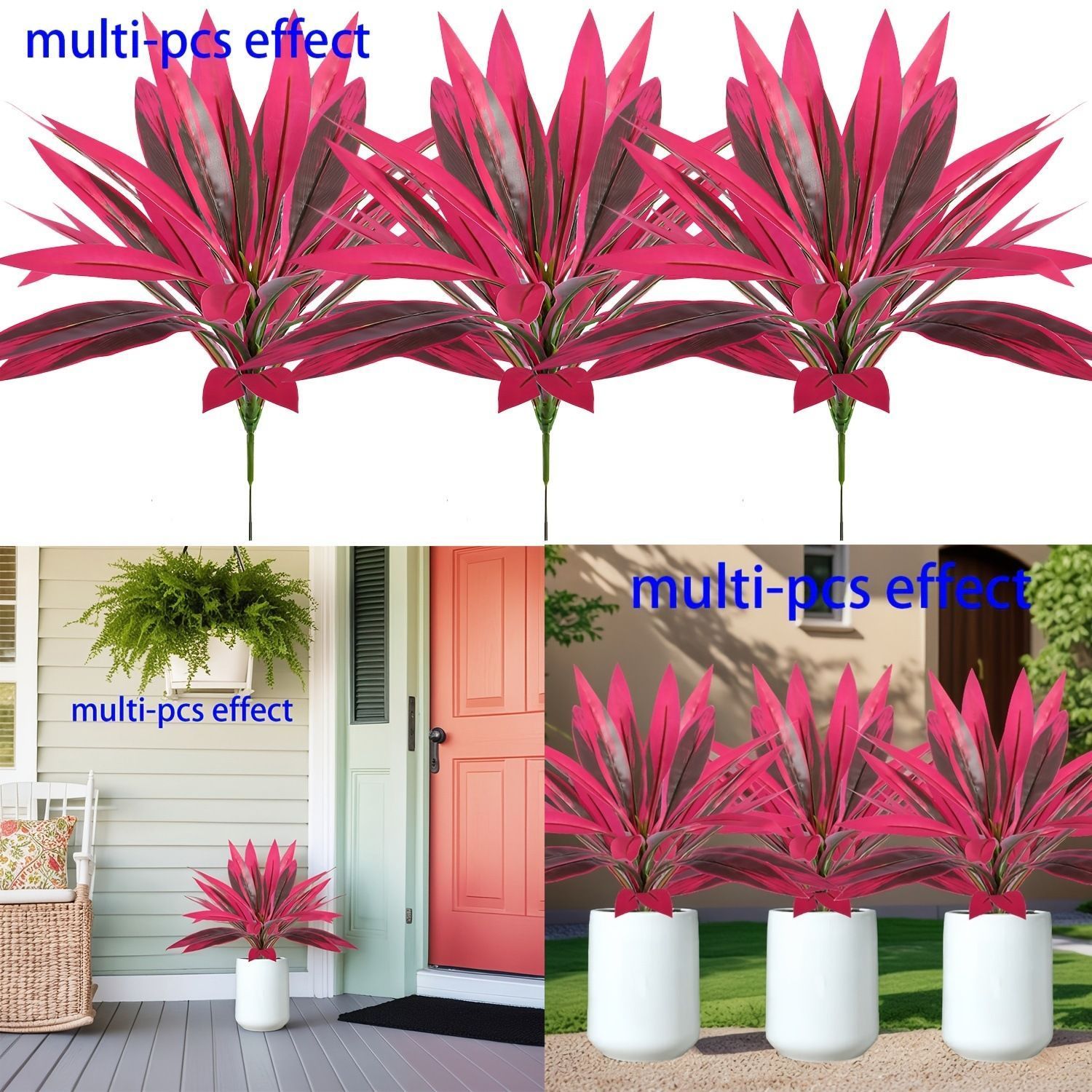 Purple Artificial Dracaena Fragrans Plant Home Patio Decor Set of 2 view 4
