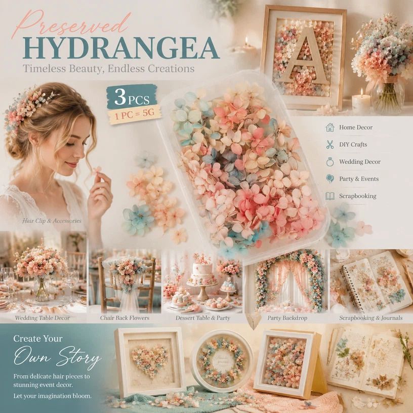 Dreamy Gradient Preserved Hydrangea DIY Craft Flower Kit 5g Per Box Set of 3 — image 1