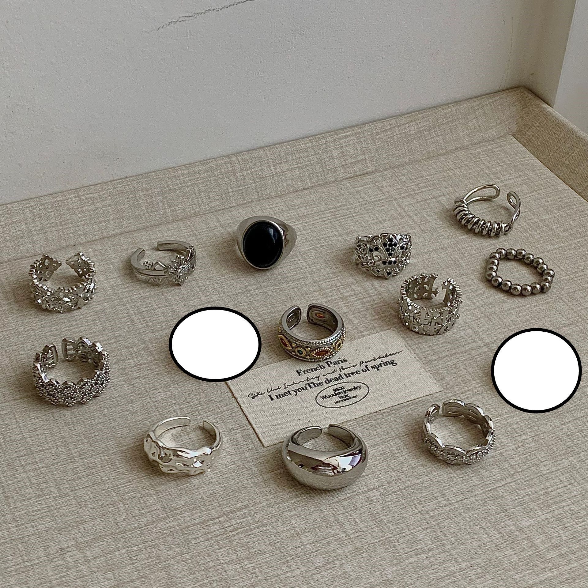 Steel Bead Elastic Zircon Ring view 2