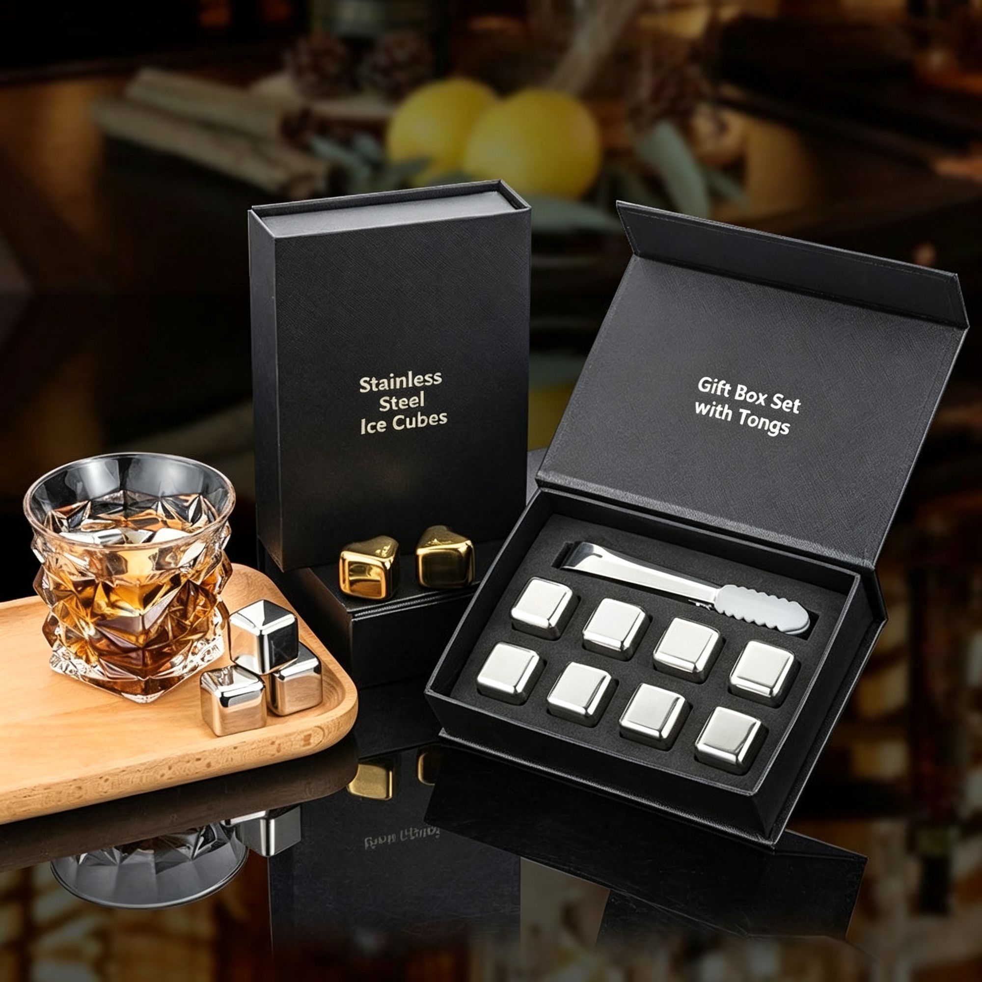 Square Stainless Ice Cube Gift Set view 9
