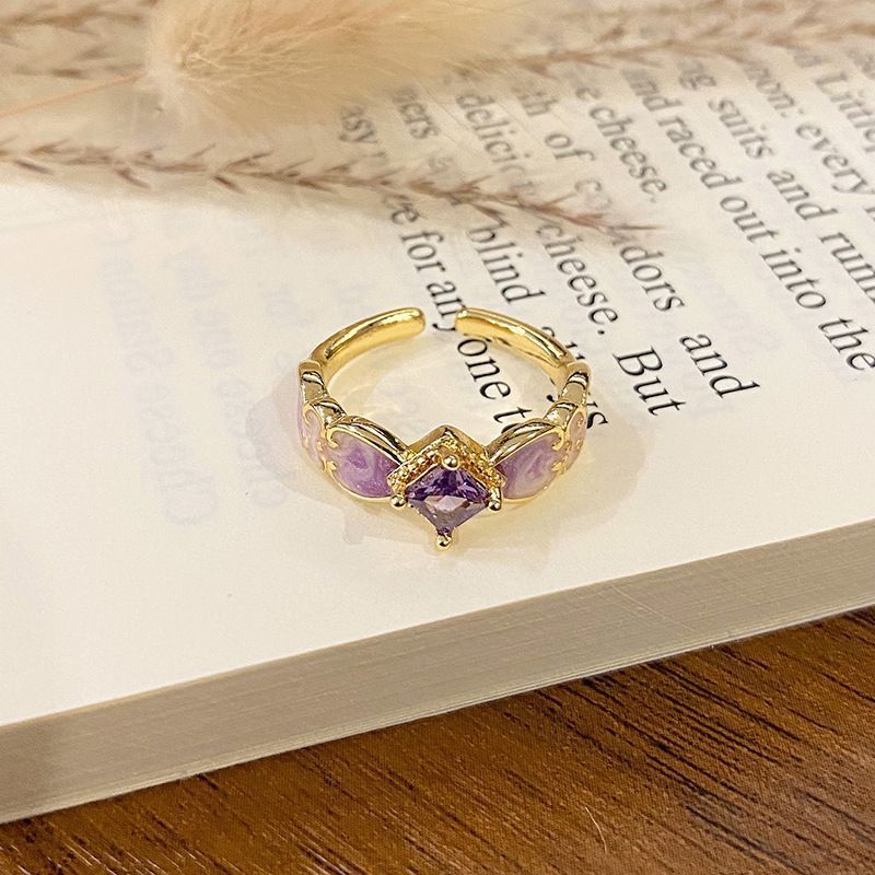 Light‑Luxury Pattern Enamel Open Ring — image 1