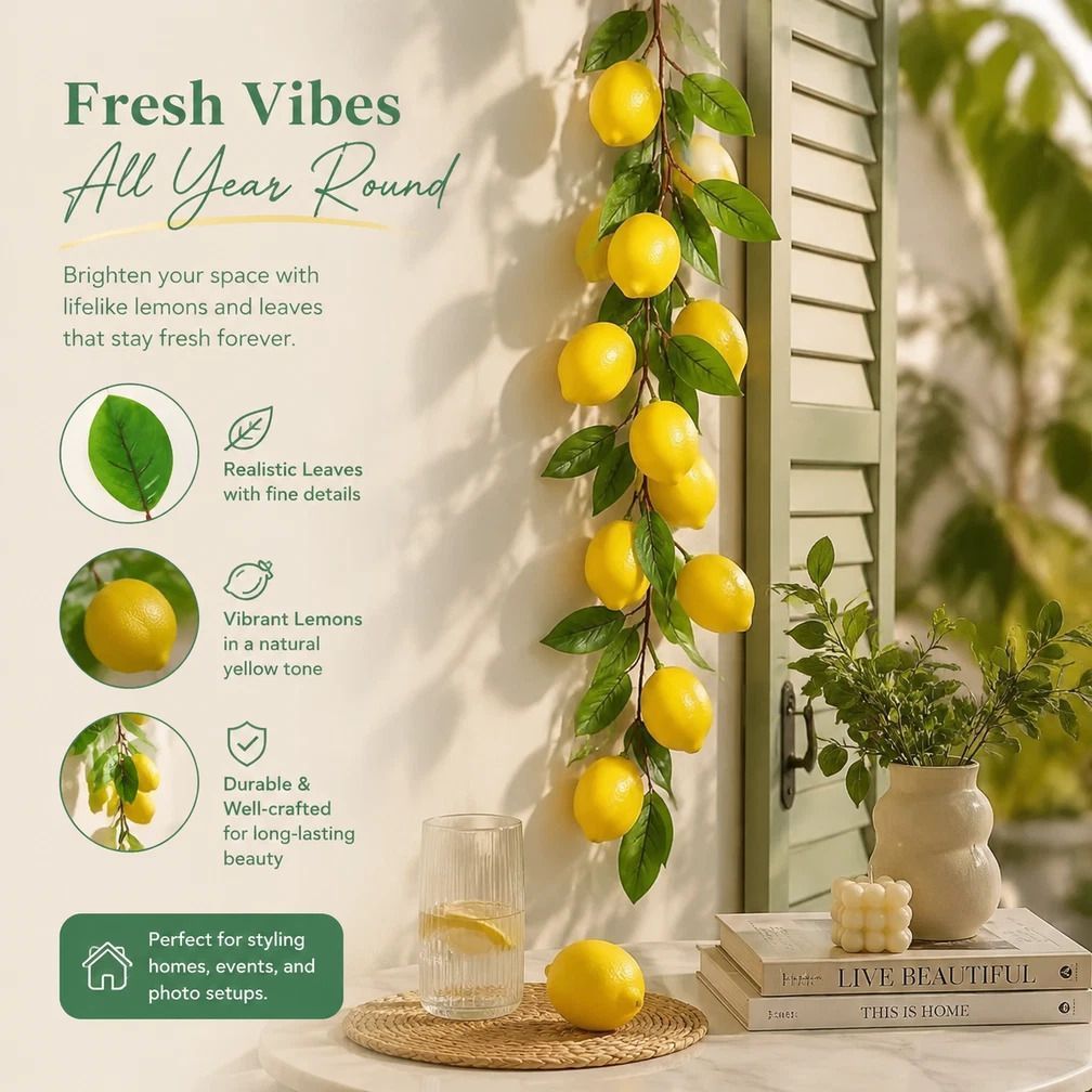 Style A Artificial Lemon Vine Wall Hanging Decoration — image 1