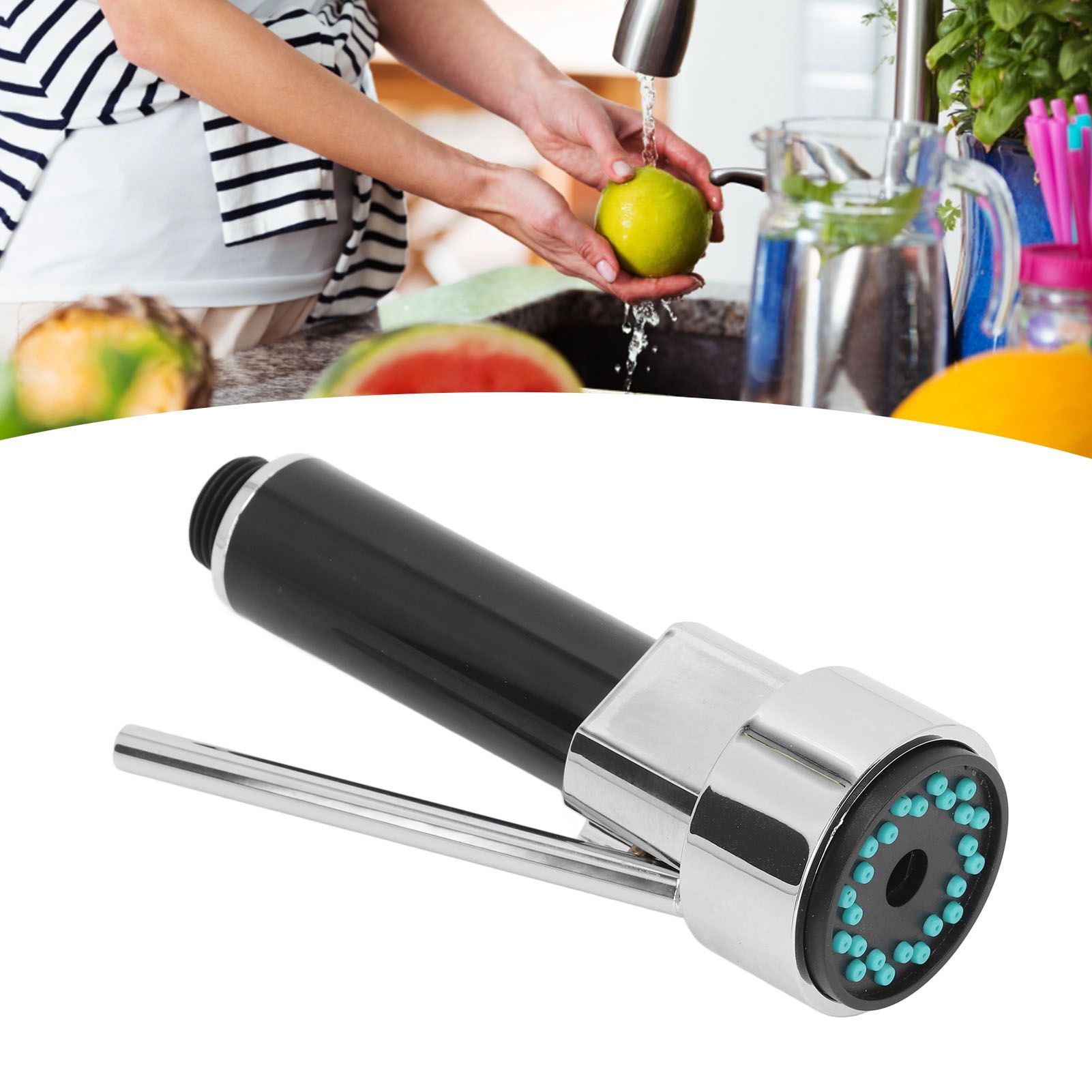 Universal 1/2inch Pull Down Kitchen Spray Head Electroplating ABS Kitchen Sink view 12