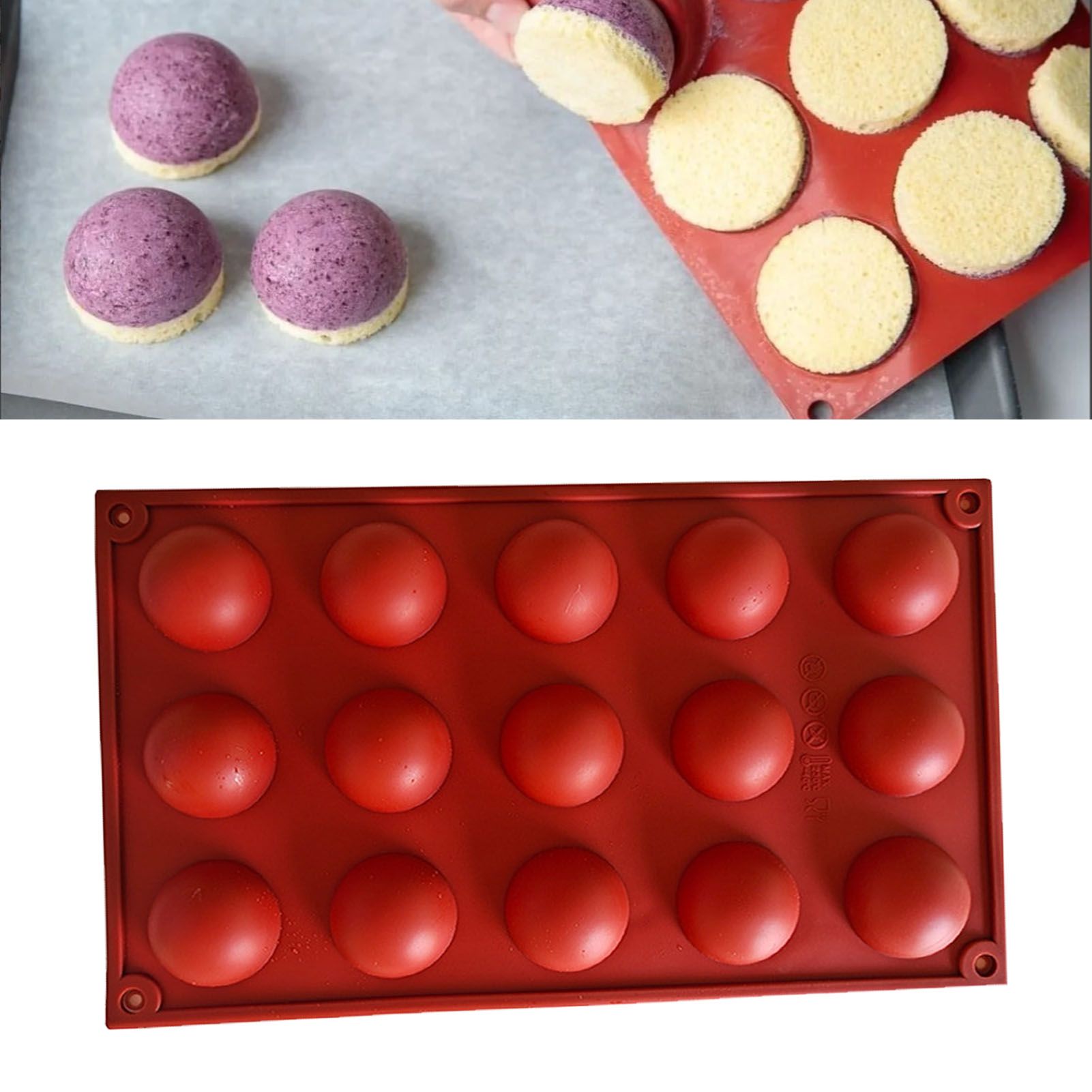 Semi Sphere Mold 15 Holes Silicone Semicircle Baking Mold for Cake Chocolate view 6
