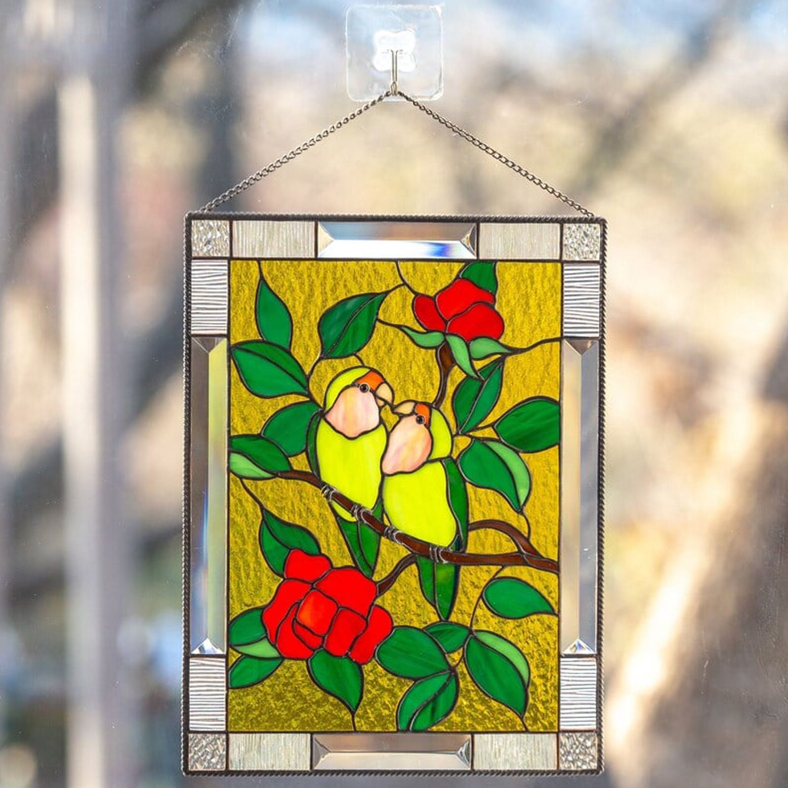 Cardinal Stained Window Panel Glass Window Hanging For Wall Decoration view 10