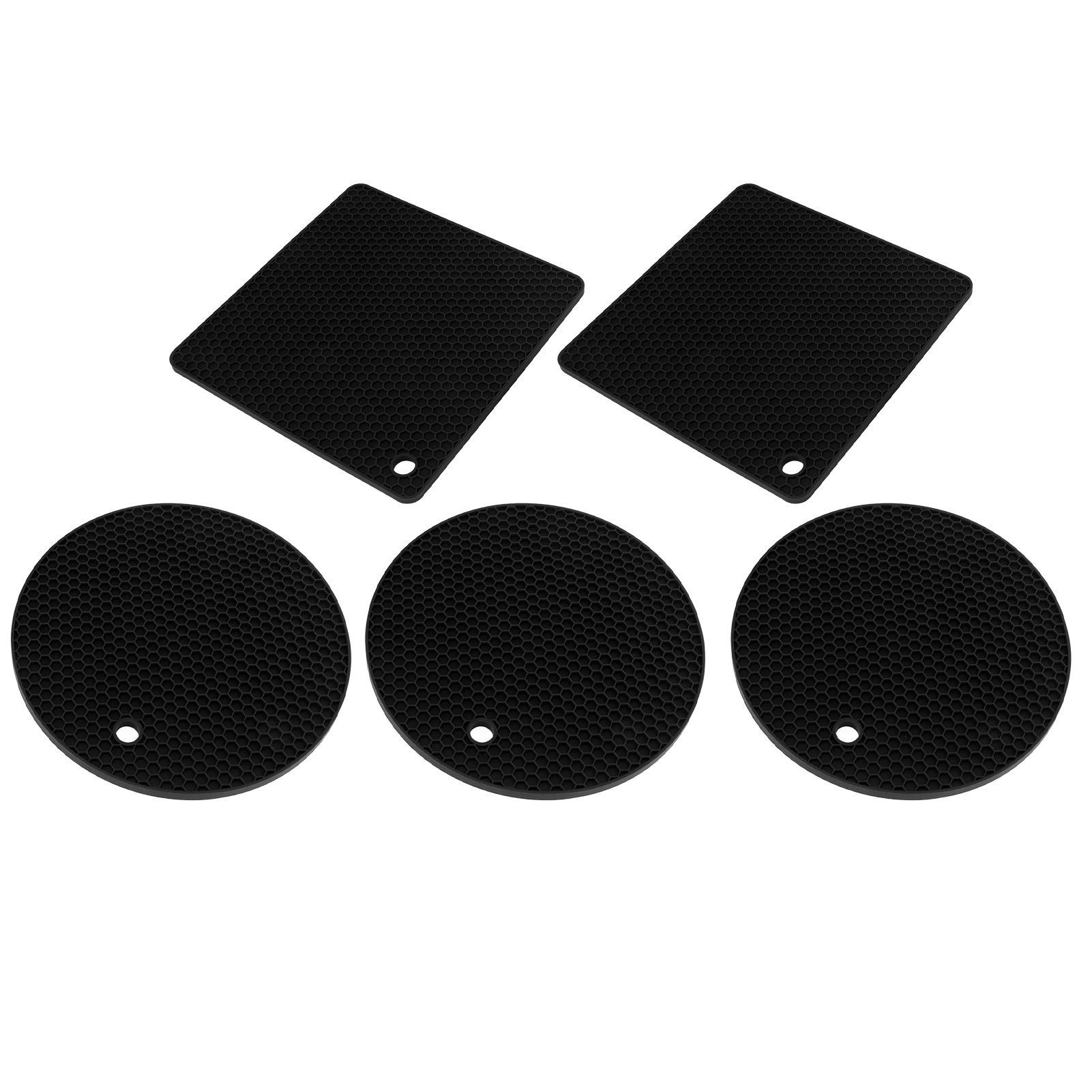 5Pcs Silicone Trivet Mat Square Round Honeycomb Hot Pad Non Slip Heat view 6
