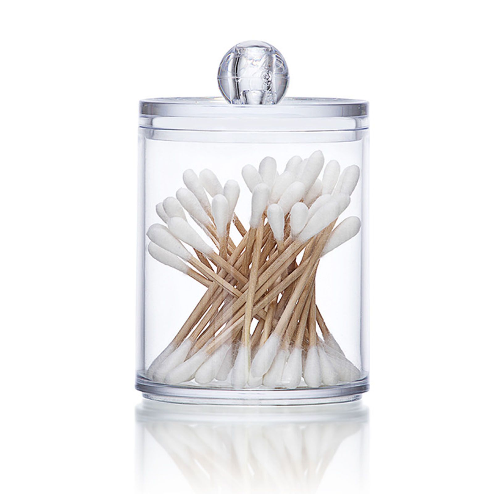 4Pcs Storage Jar Clear Round PS Plastic Bathroom Canister Set for Qtips Cotton view 6