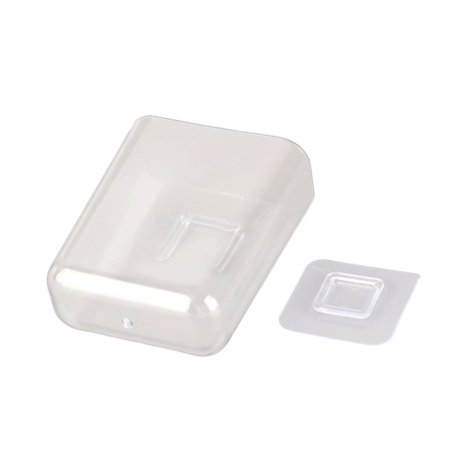 Adhesive Storage Bin Transparent Plastic Wall Mounted Floating Storage Holder — image 1