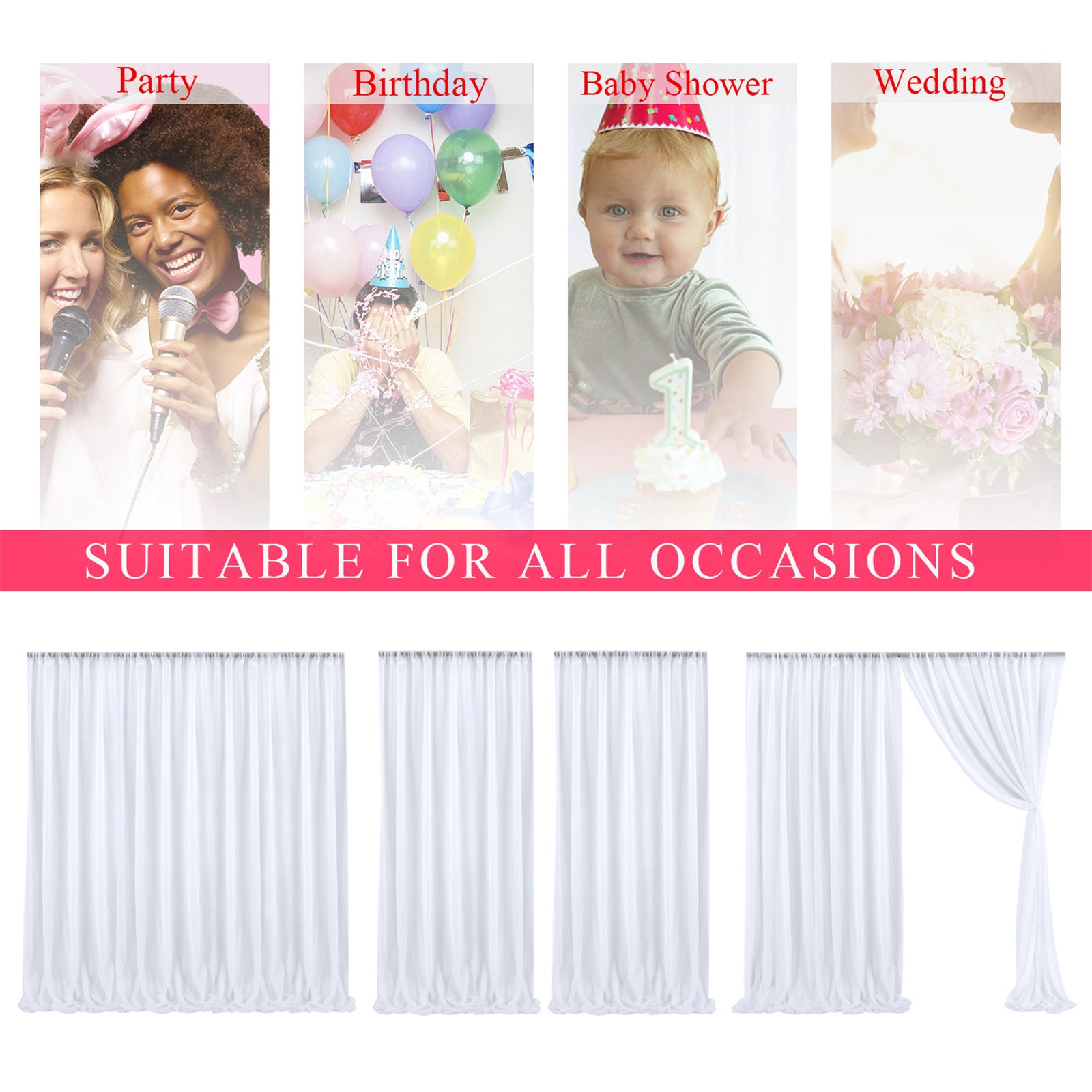 Backdrop Curtain Champagne 1.5x2.15m Yarn Durable Backdrop Drape for Wedding Party view 6