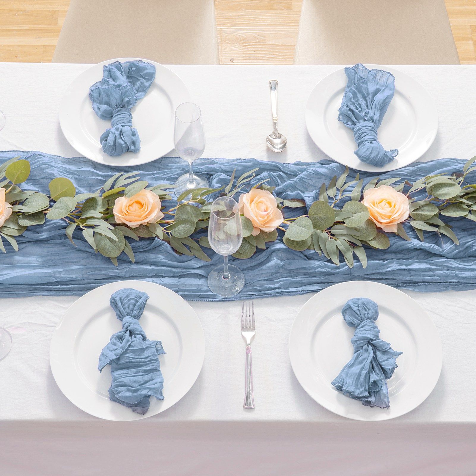 Pleated Cheese Cloth Table Flag Foldable Table Runner for Dining Table view 3
