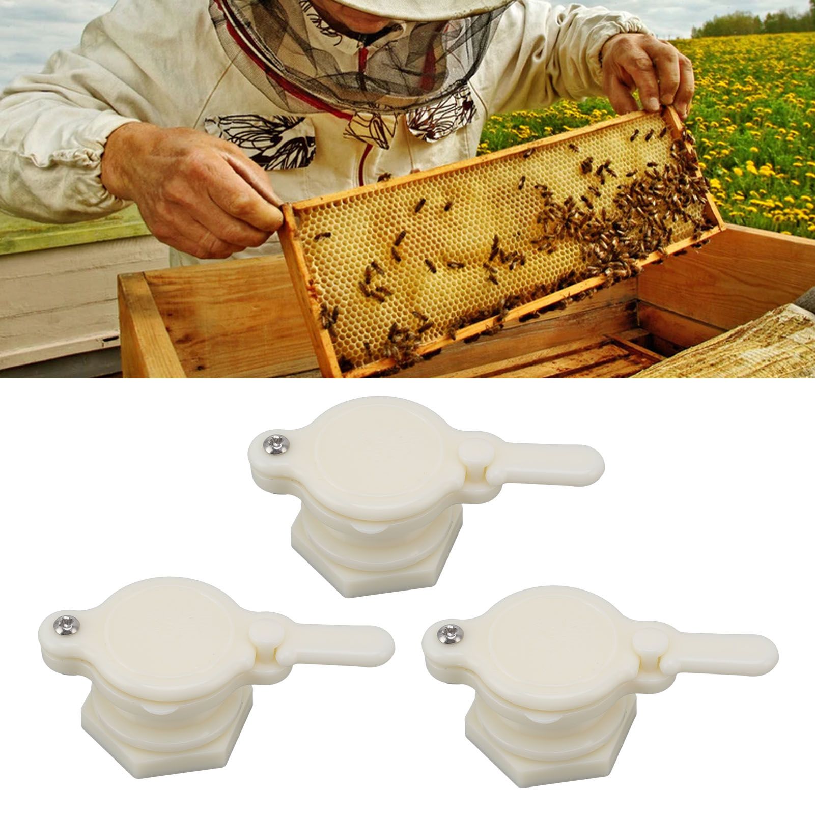 3pcs Beekeeping Integrated Honey Gate Extractor Plastic Honey Gate Valve for view 12