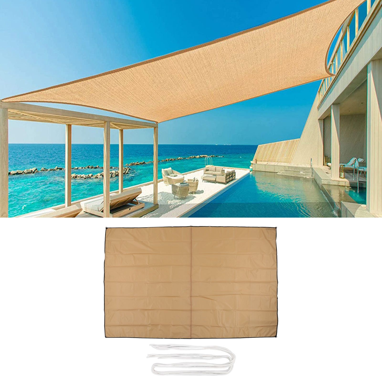 Sun Shade Sails UV Resistant Foldable Portable Easy To Maintain Swimming Pool view 11