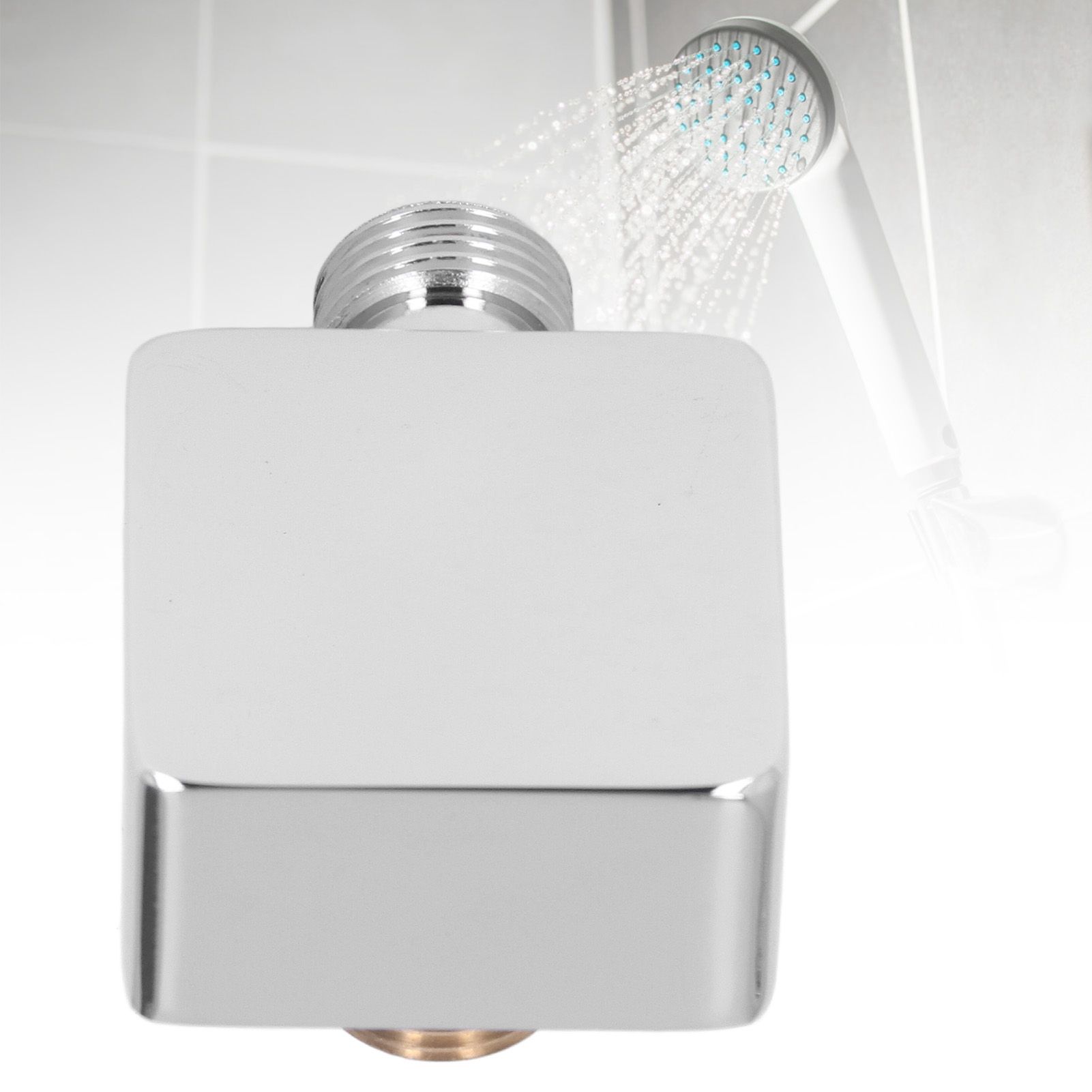 Quadrate Shower Elbow Chrome Finish Wall Mounted G1/2 Full Copper Male Female view 12