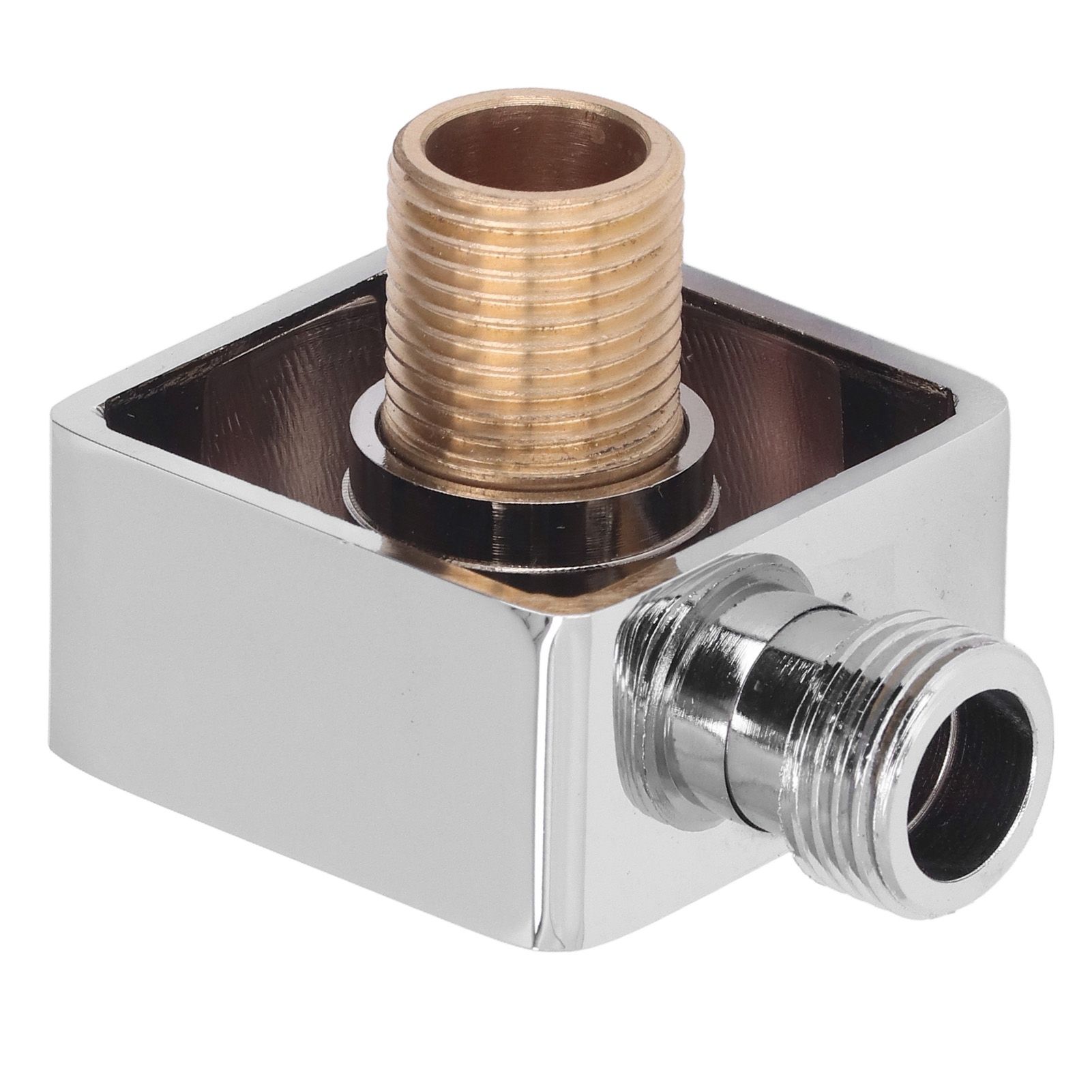 Quadrate Shower Elbow Chrome Finish Wall Mounted G1/2 Full Copper Male Female view 13