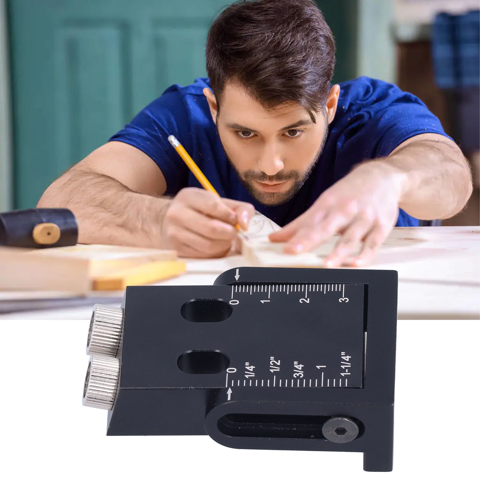 Oblique Hole Locator 15° Pocket Slant Holes Jig Kit Woodworking Positioner view 12