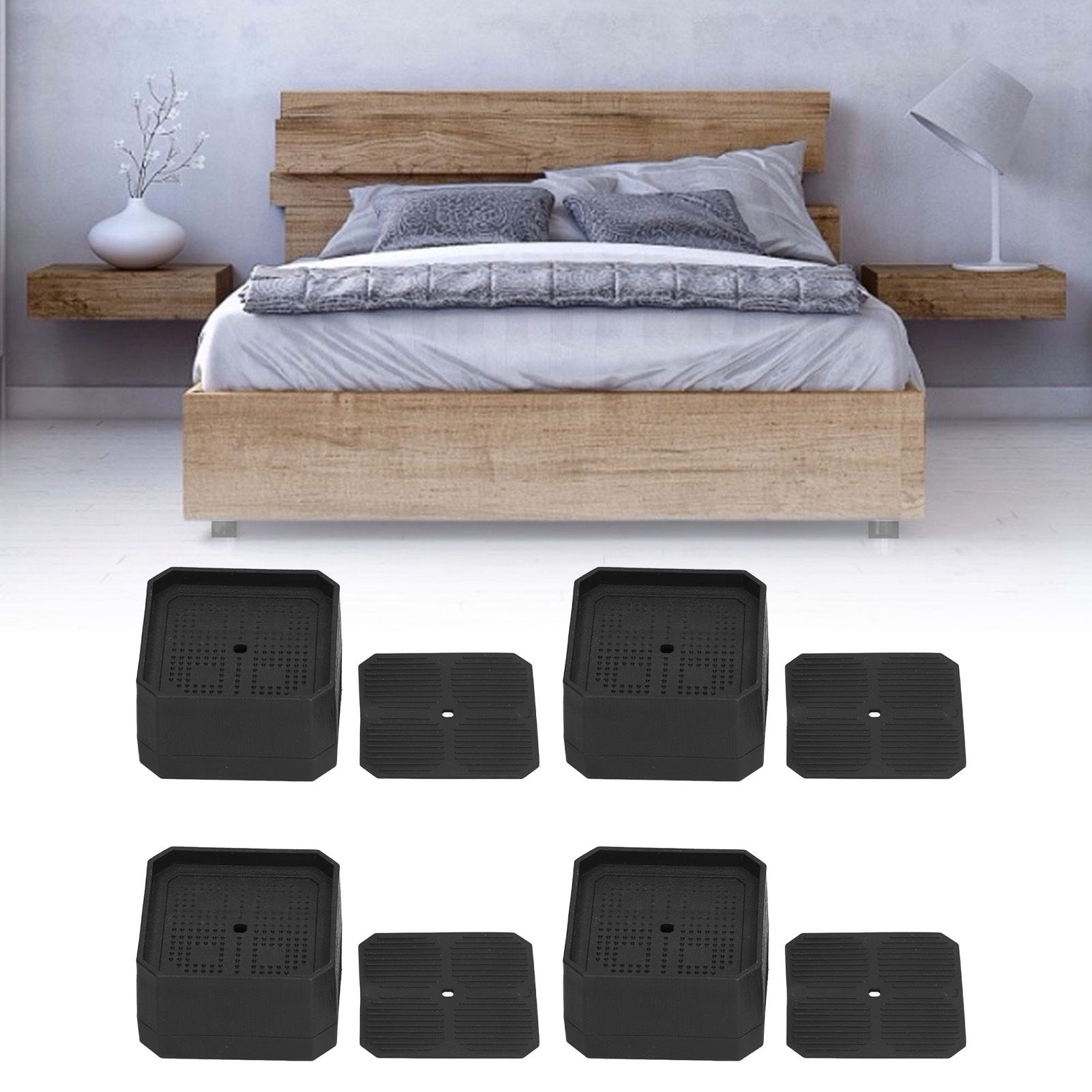 4Set Square Furniture Leg Pad Rubber Non Slip Table Chair Refrigerator Feet view 11