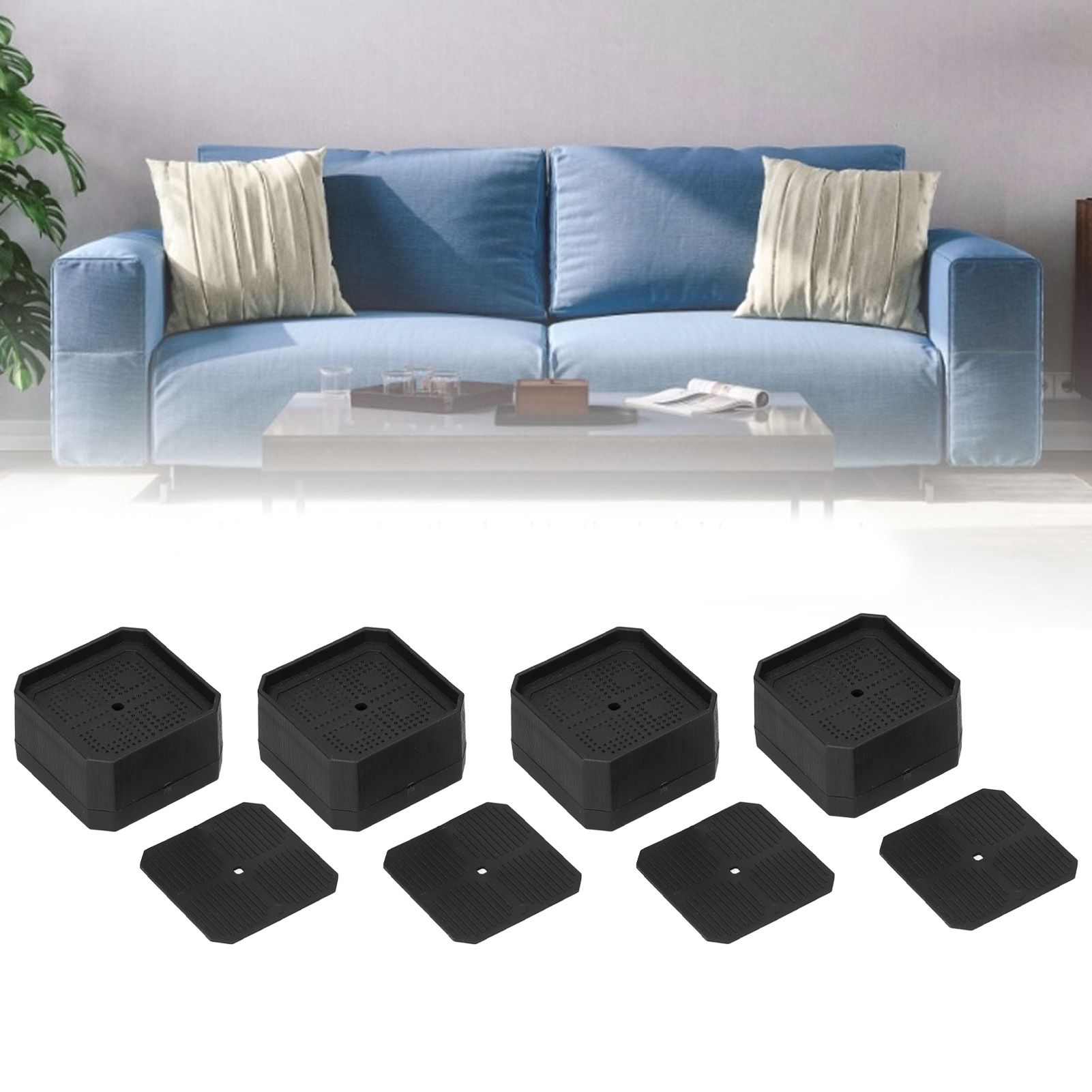 4Set Square Furniture Leg Pad Rubber Non Slip Table Chair Refrigerator Feet view 12
