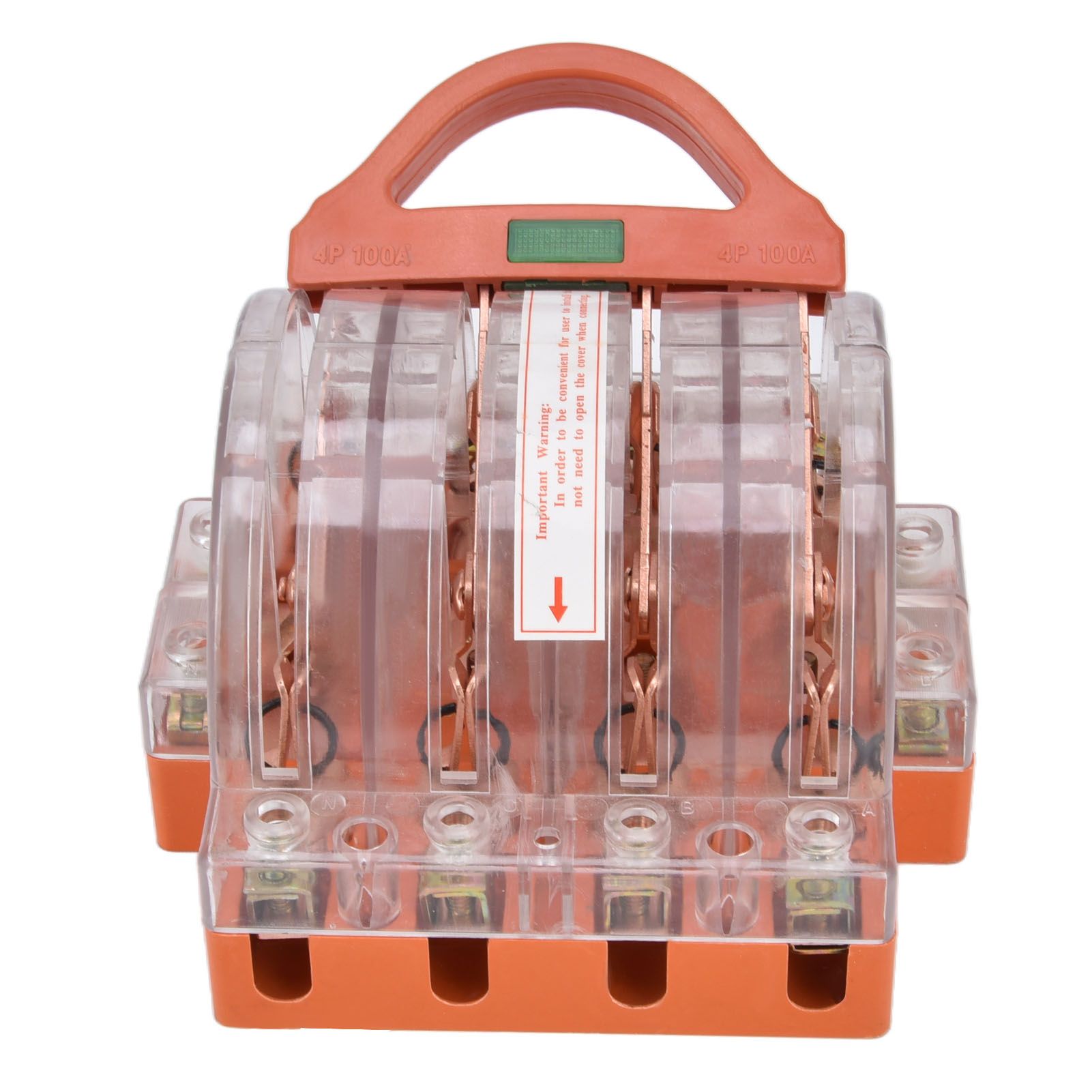 Knife Safety Switch AC380V 100A 4 Pole Double Throw Transparent Shell LED view 2