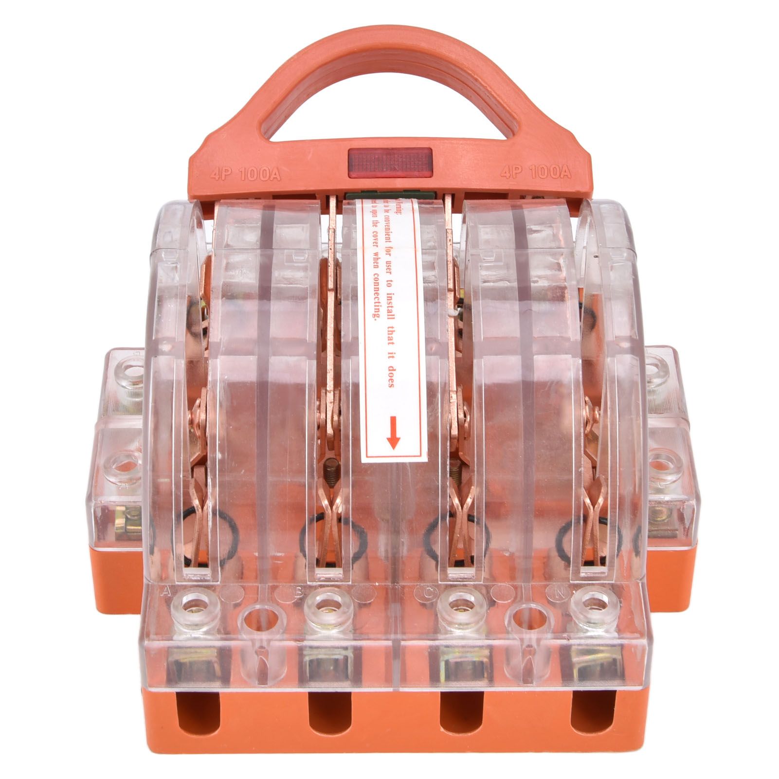 Knife Safety Switch AC380V 100A 4 Pole Double Throw Transparent Shell LED view 4