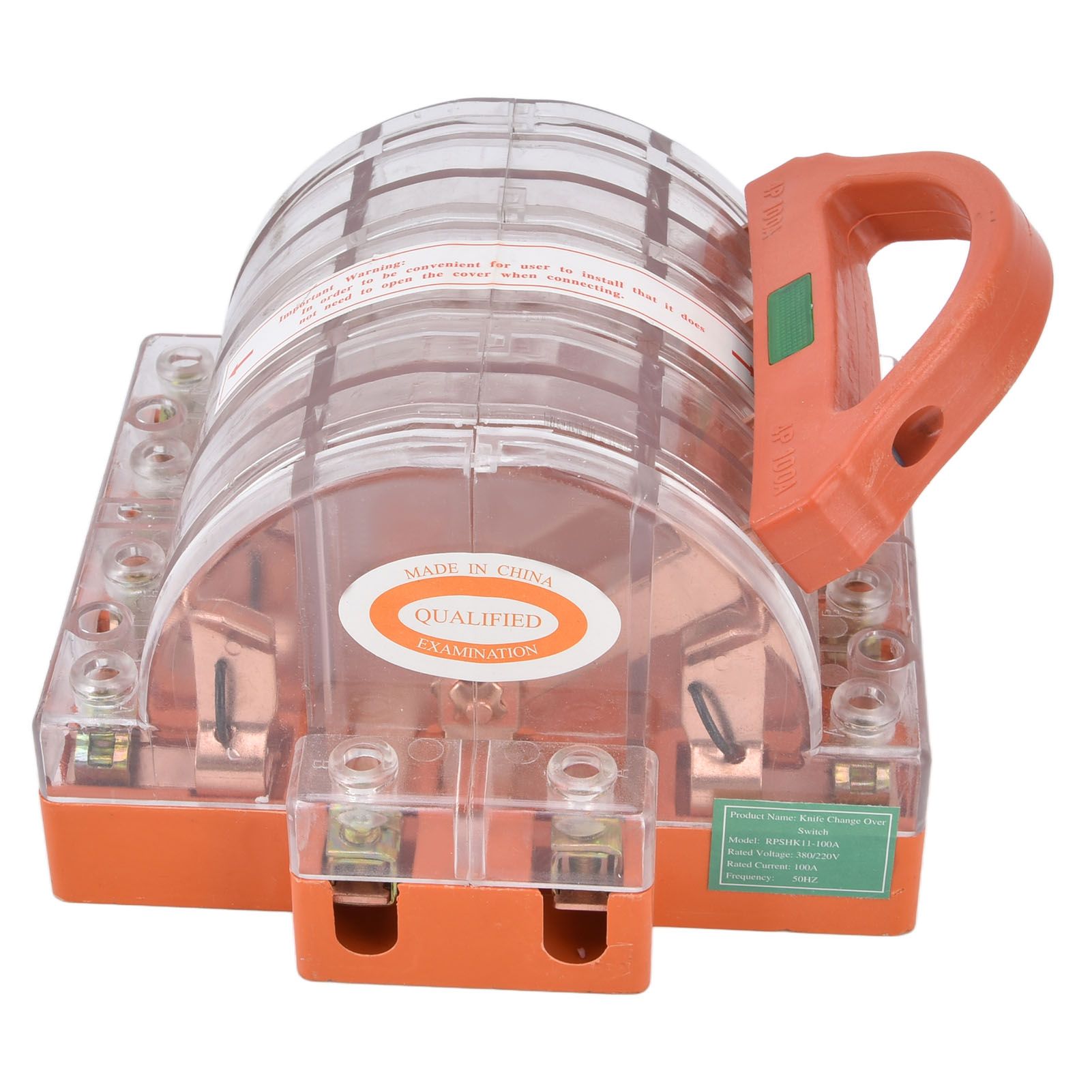 Knife Safety Switch AC380V 100A 4 Pole Double Throw Transparent Shell LED view 5