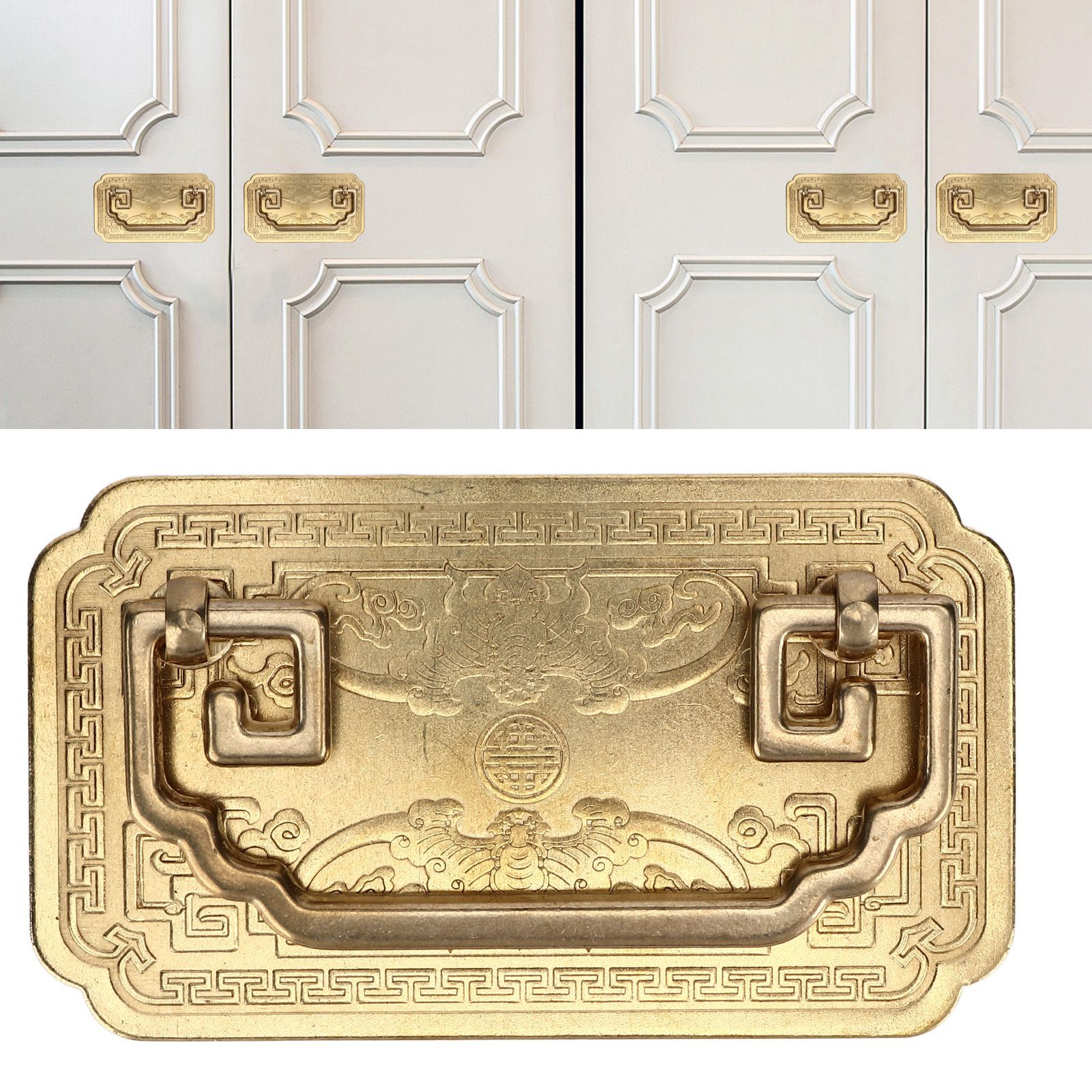 Antique Drawer Handle Tetragonal Bat Handle Antique Chinese Retro Style Drawer view 11
