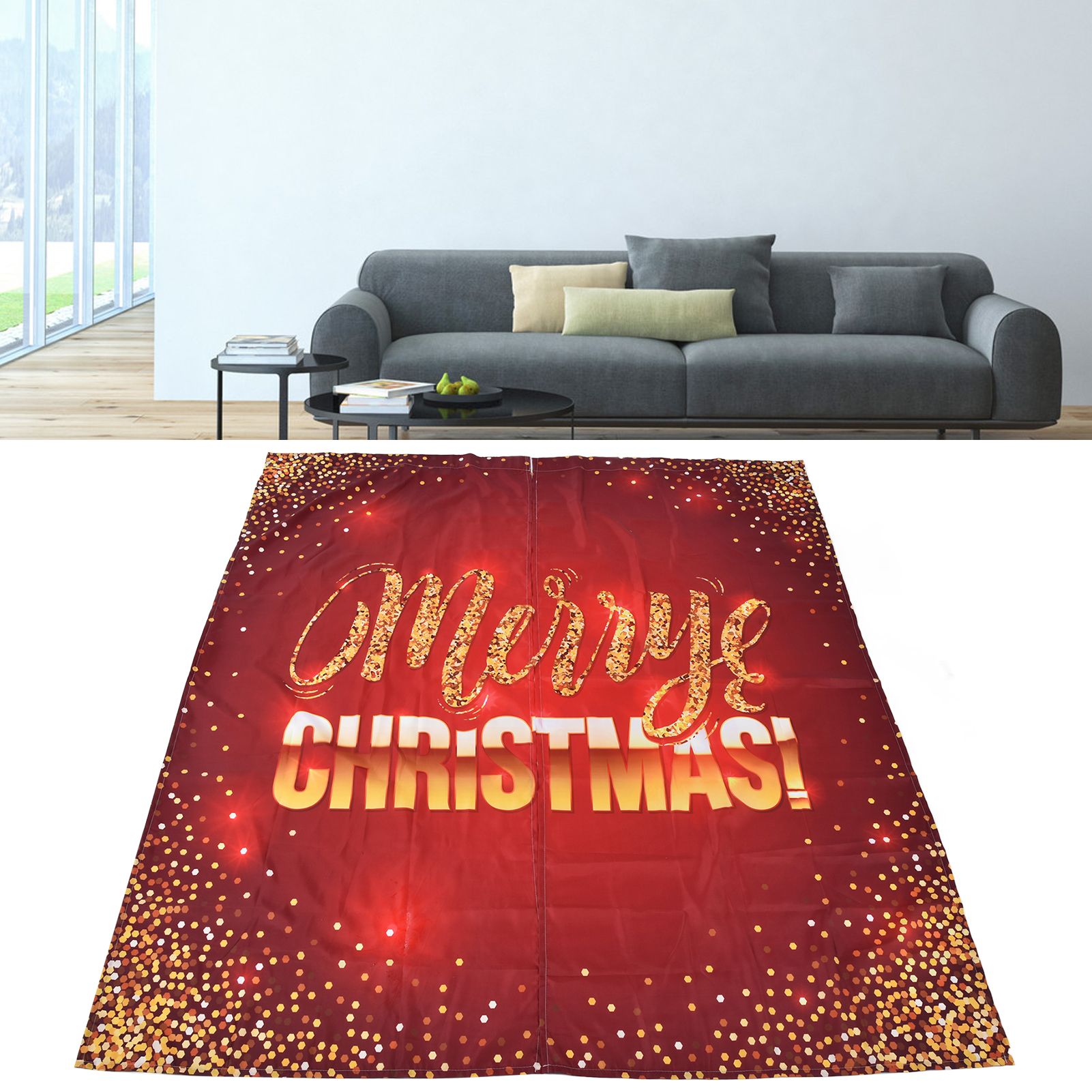 Christmas Curtain Polyester Fiber 3D Digital Printing Merry Christmas Custome view 12