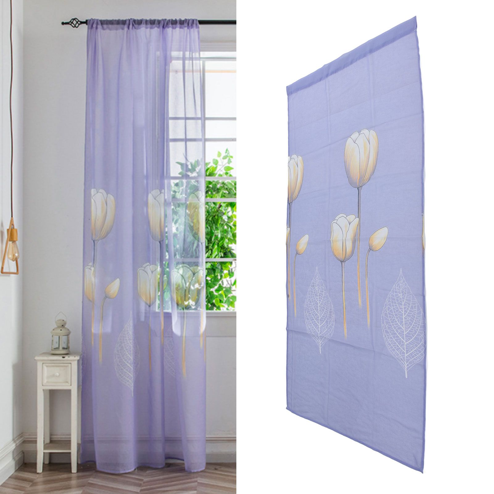 Sheer Curtains INS Style Flower Decoration Filter Light Flowers Sheer Curtains view 11