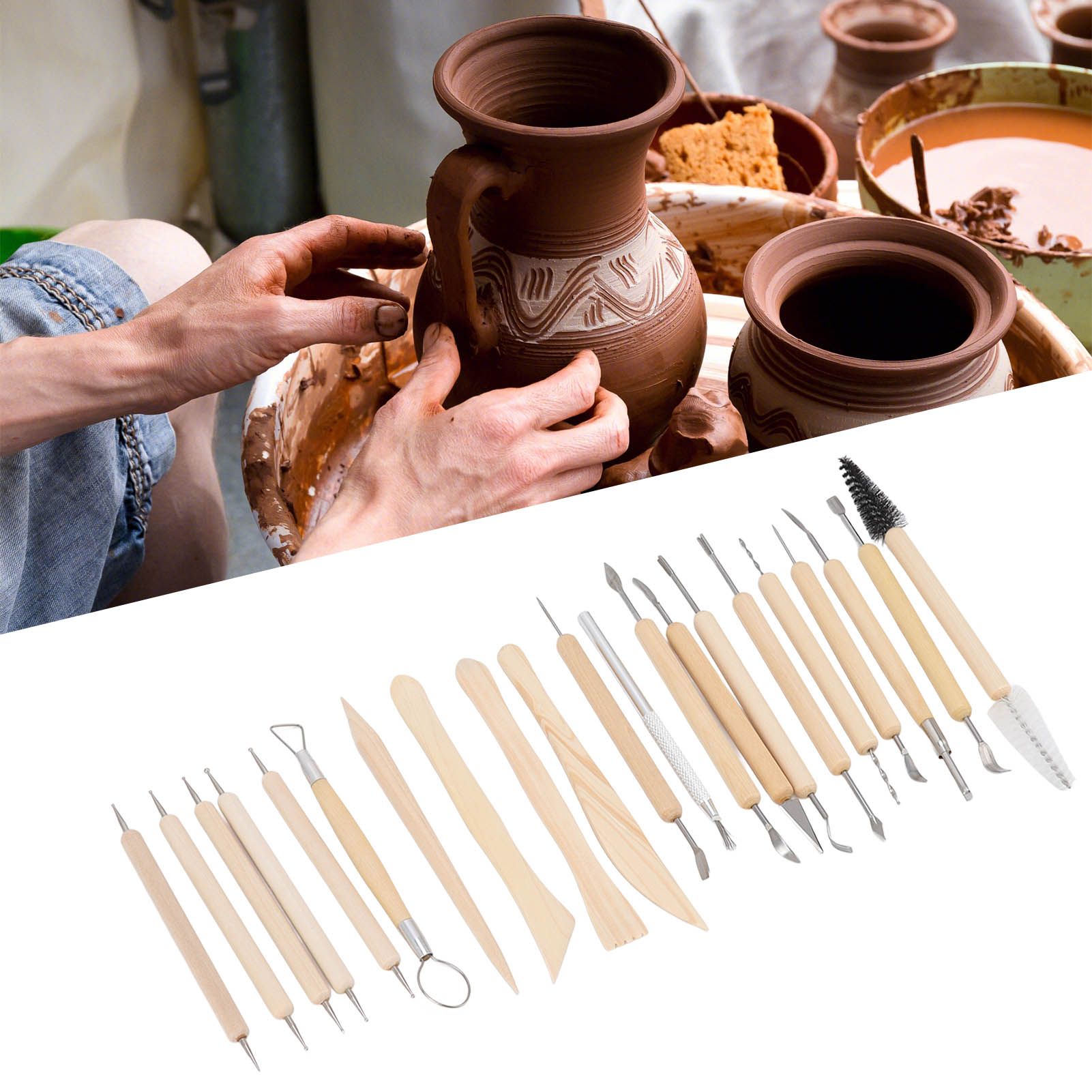 21pcs Polymer Clay Tools Polymer Clay Sculpting Tools with Storage Bag for view 11
