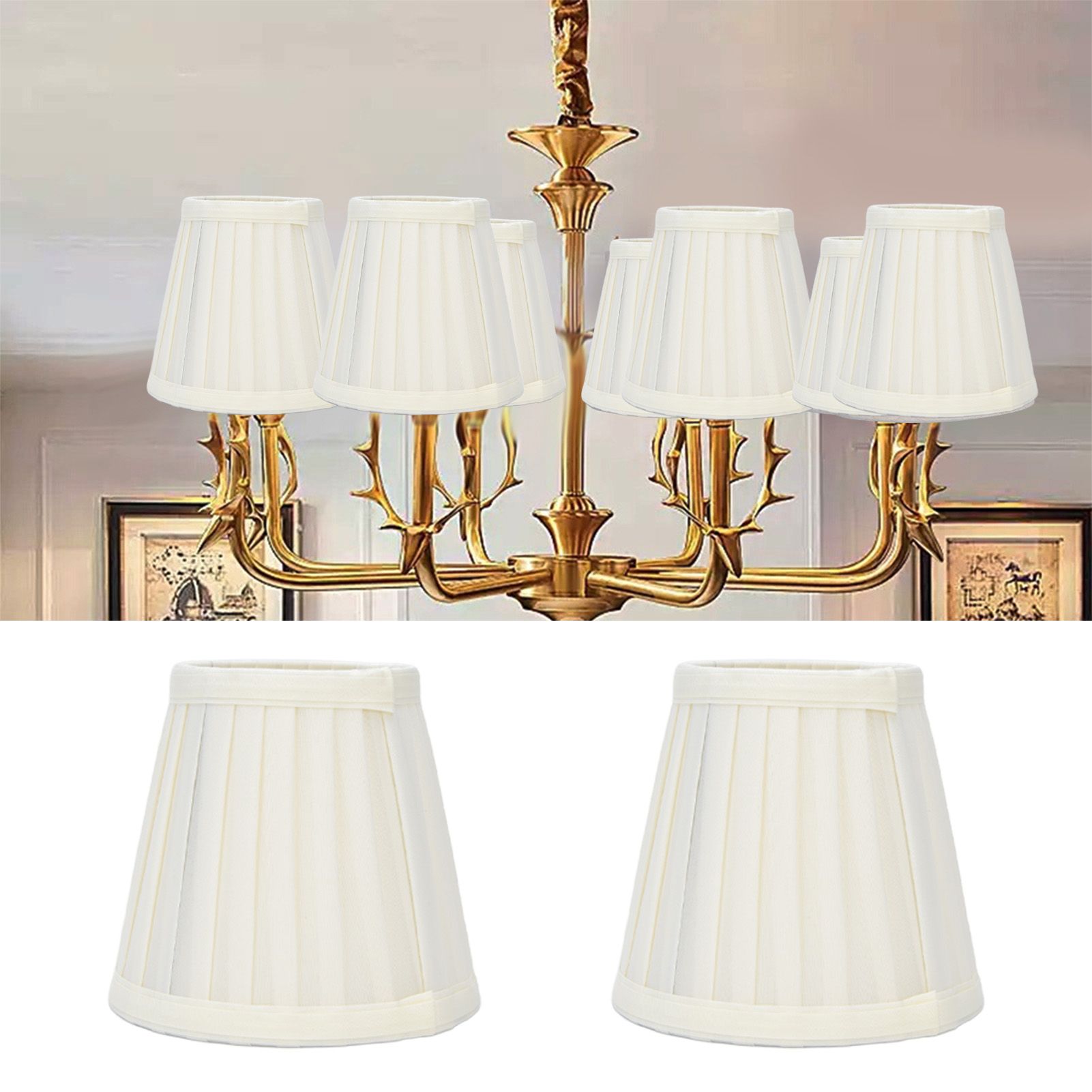 2 Pcs Double Small Lamp Shade Clip On Bulb Comfortable Material Barrel Fabric view 11