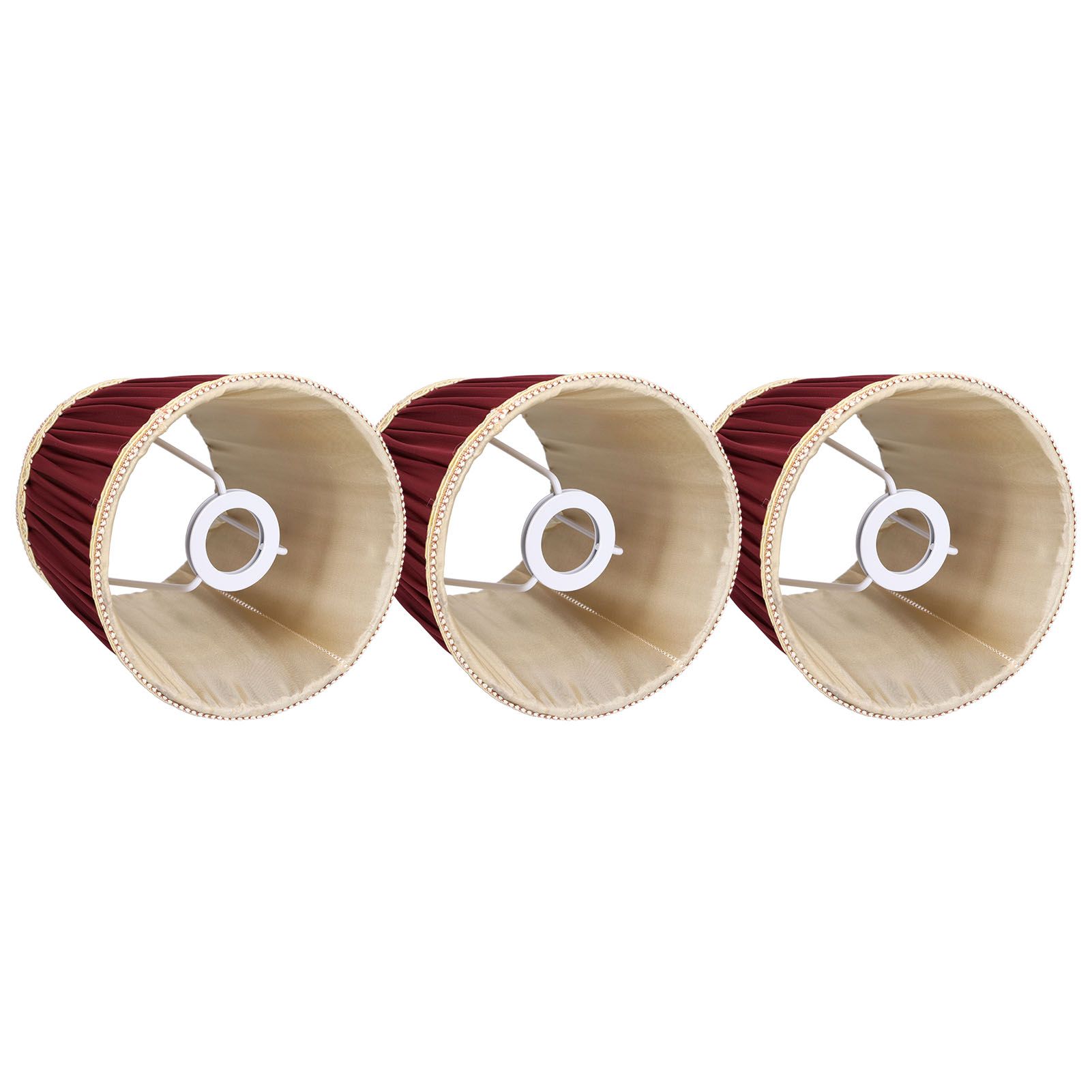 3pcs E14 Fabric Lamp Shade Wine Red Modern Clip On Lampshade for Home Wall view 2