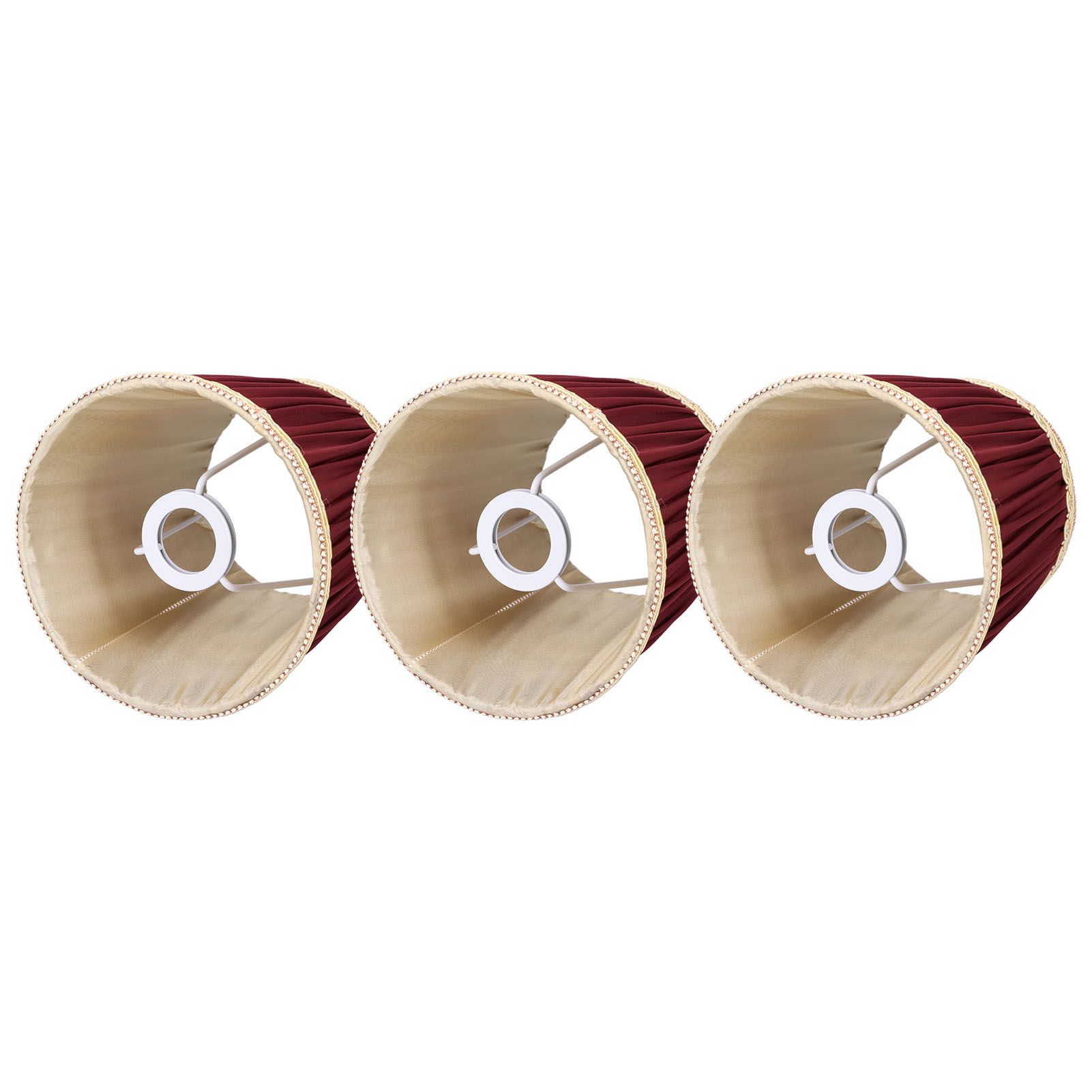 3pcs E14 Fabric Lamp Shade Wine Red Modern Clip On Lampshade for Home Wall view 3