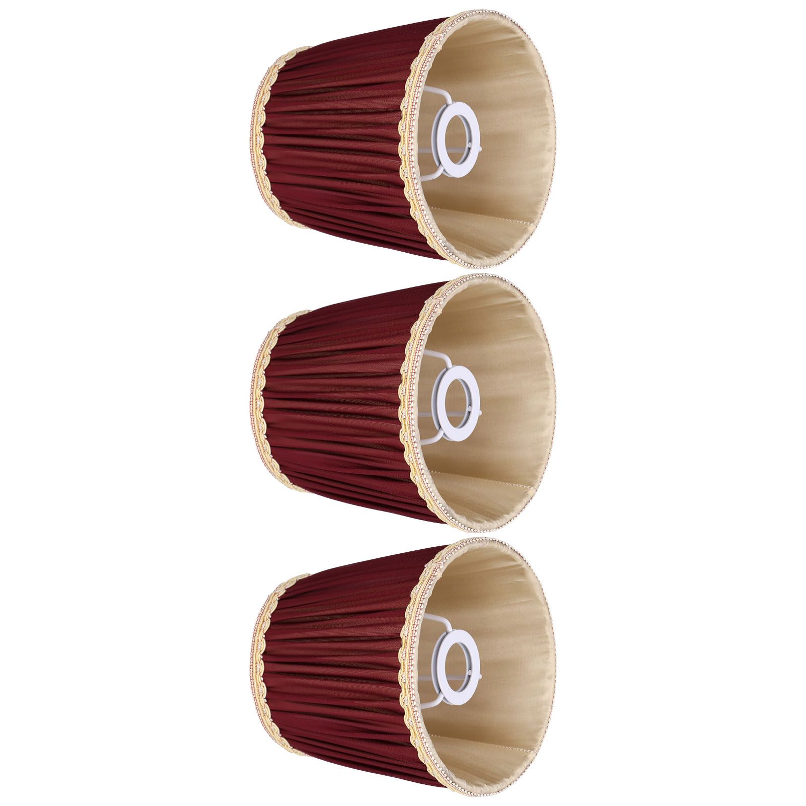 3pcs E14 Fabric Lamp Shade Wine Red Modern Clip On Lampshade for Home Wall view 5