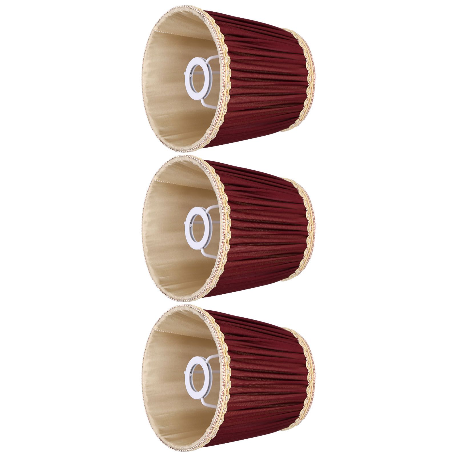 3pcs E14 Fabric Lamp Shade Wine Red Modern Clip On Lampshade for Home Wall view 6
