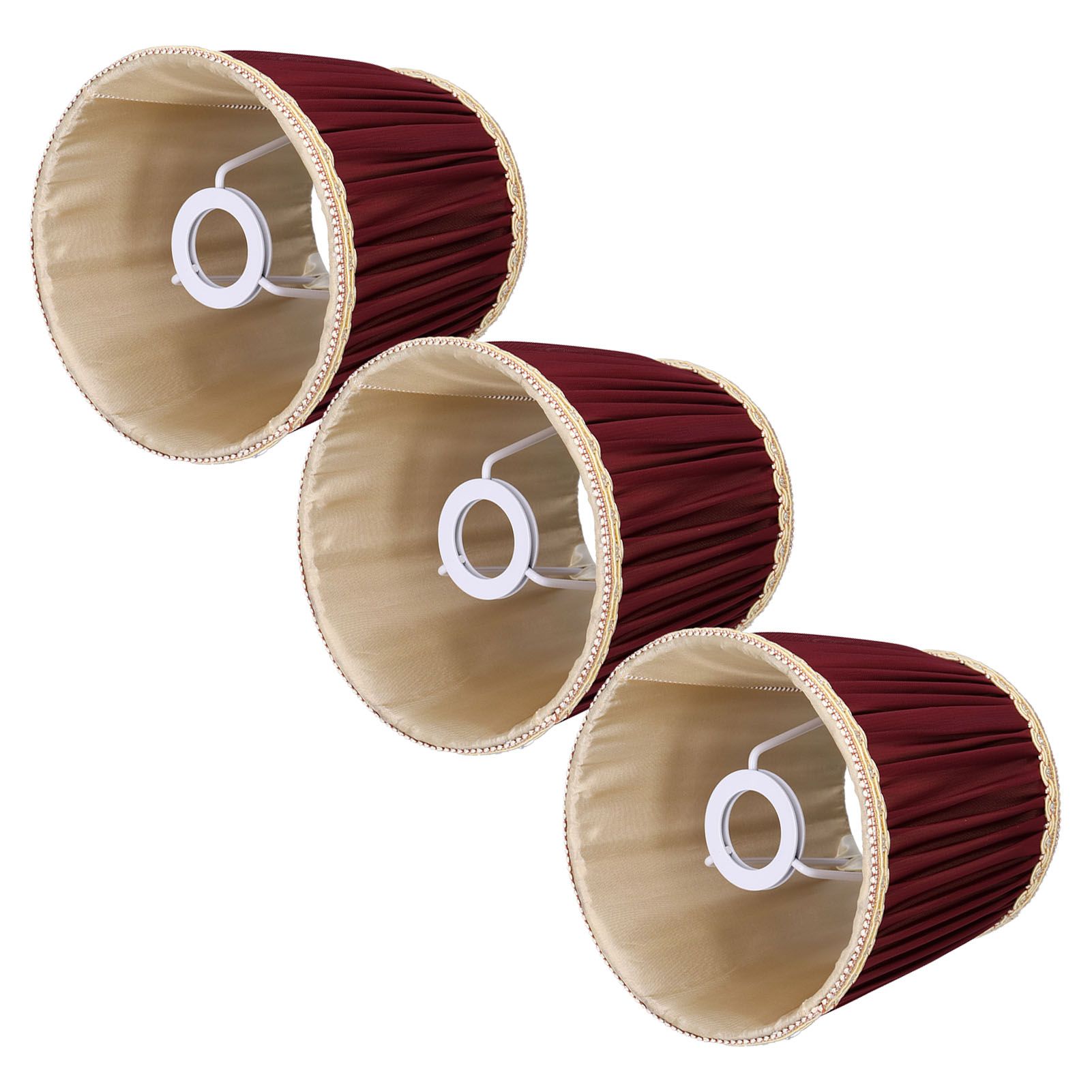 3pcs E14 Fabric Lamp Shade Wine Red Modern Clip On Lampshade for Home Wall view 10
