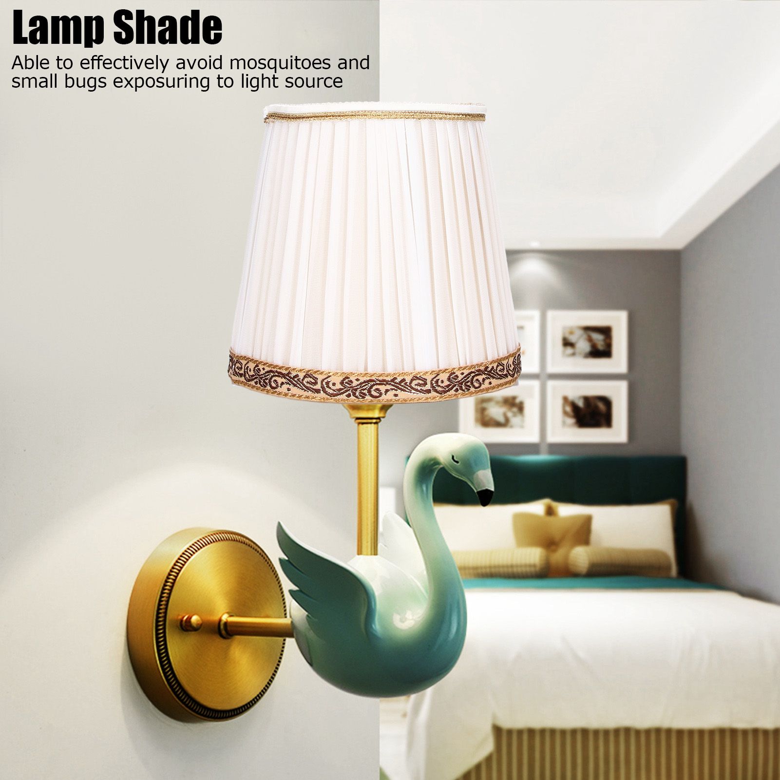 6Pcs Fabric Mesh Lamp Shade Clip On Lampshade Beige Golden Edge Style for E14 view 14