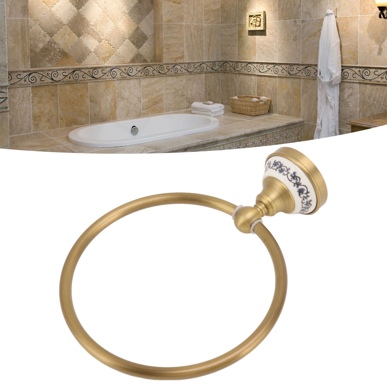 Towel Ring Antique Brass Finish Wall Mounted Bathroom Hand Towel Holder with view 12