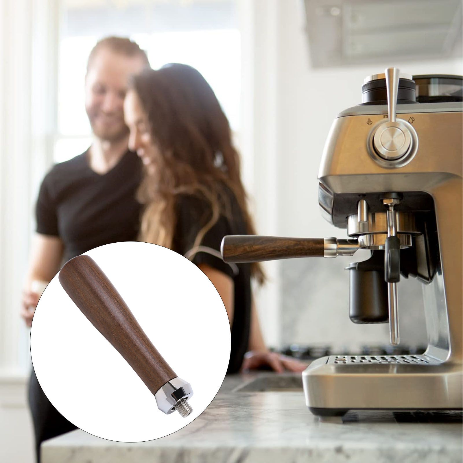 Coffee Portafilter Handle Comfortable Grip Burr Free Black Rosewood Durable view 12