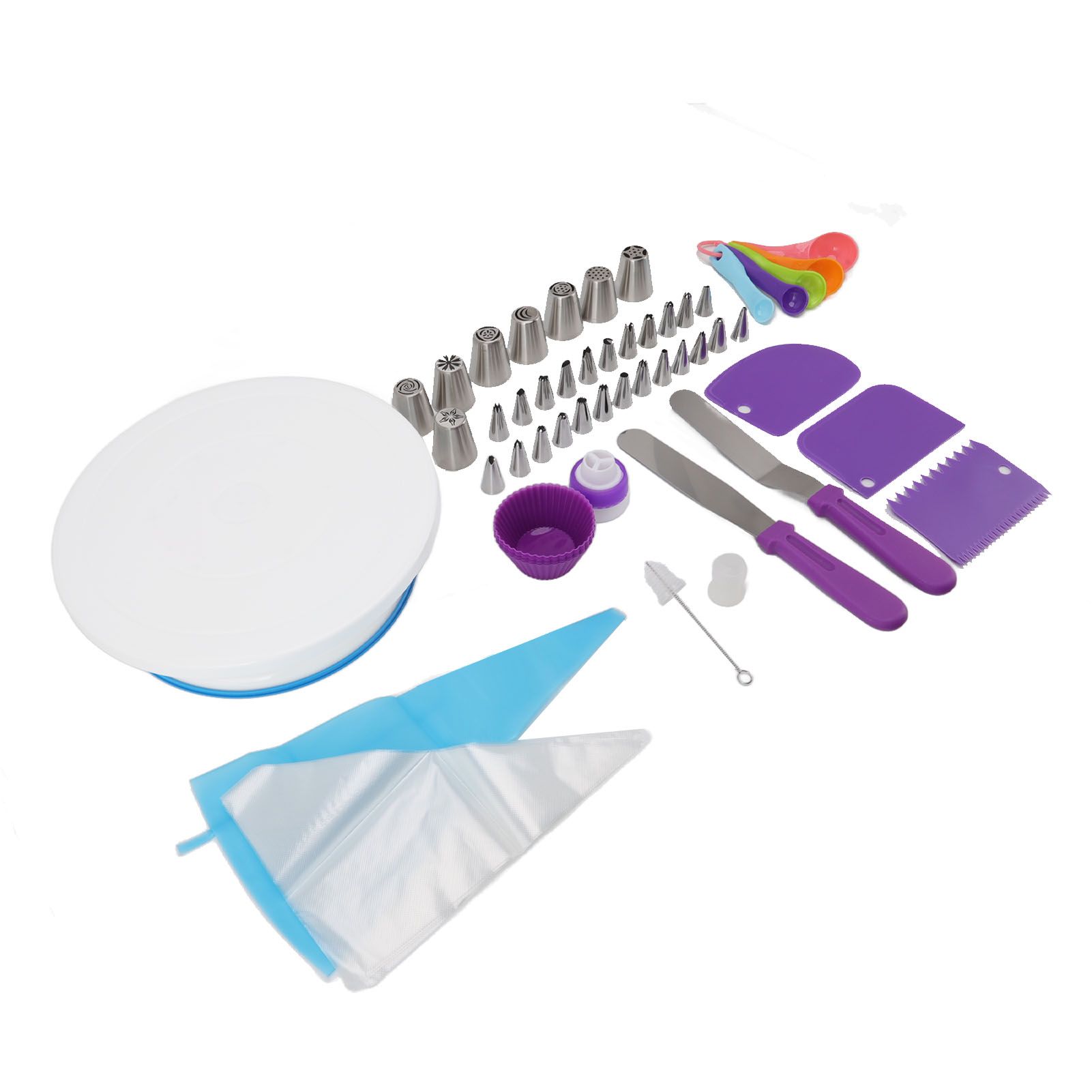 Cake Turntable Set Decorating Table Decorating Piping Nozzle Silicone Bag DIY view 3
