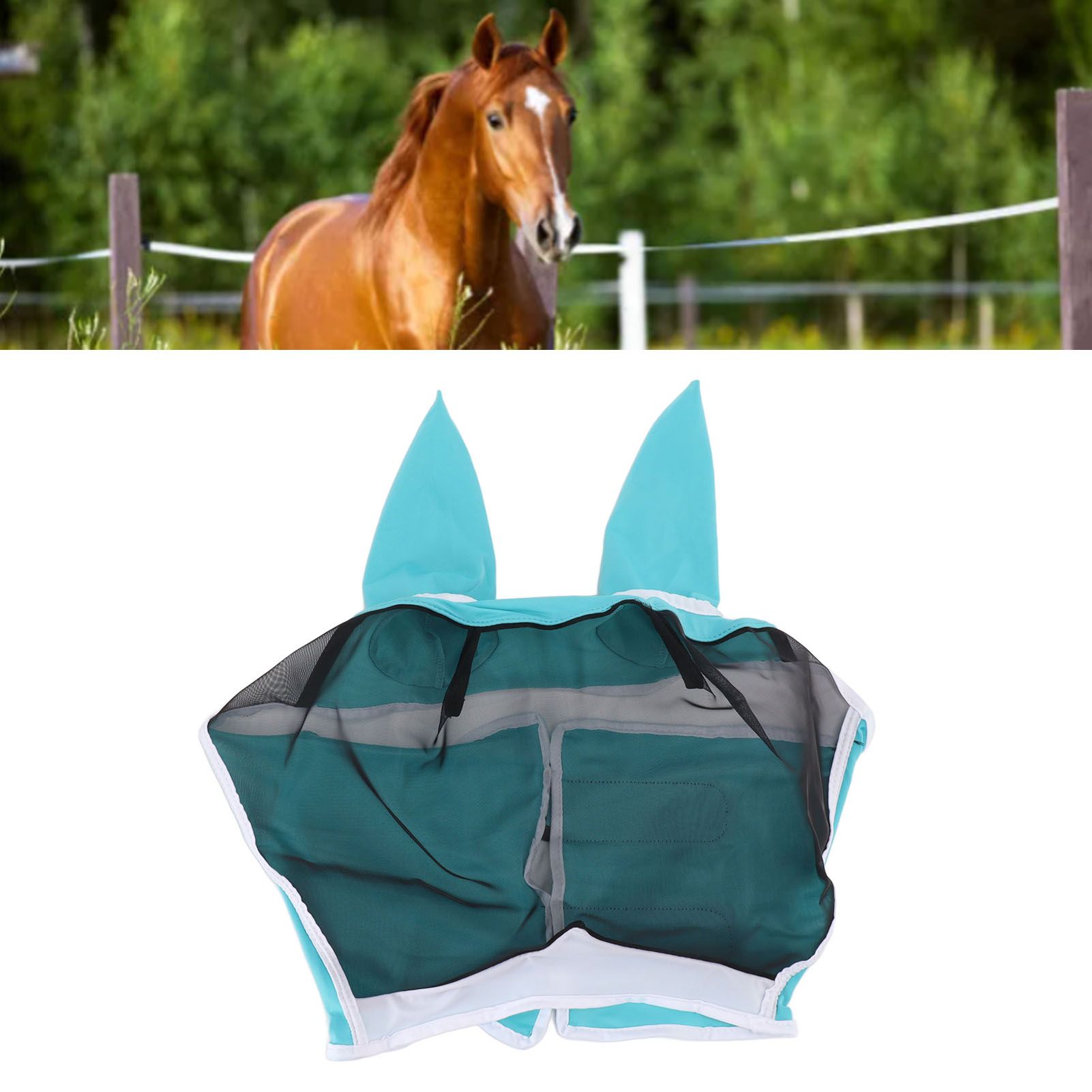 Horse Fly Mask All Round Mesh Breathable Fly Mask Elastic UV Protection Horse view 12
