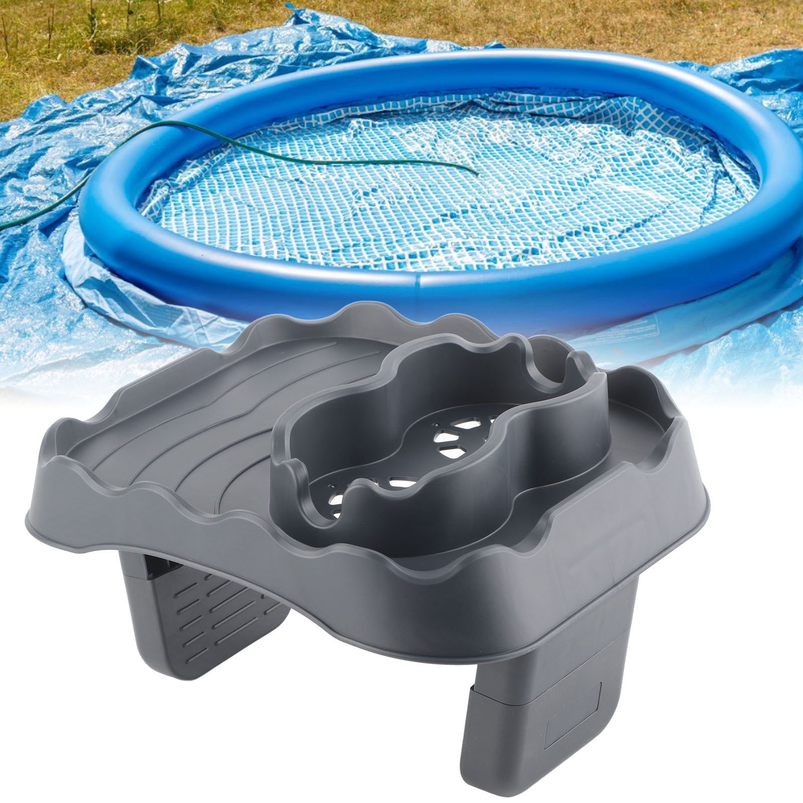 Hot Tub Table Tray with Drain Holes Anti Slip Adjustable Hot Tub Side Table view 12