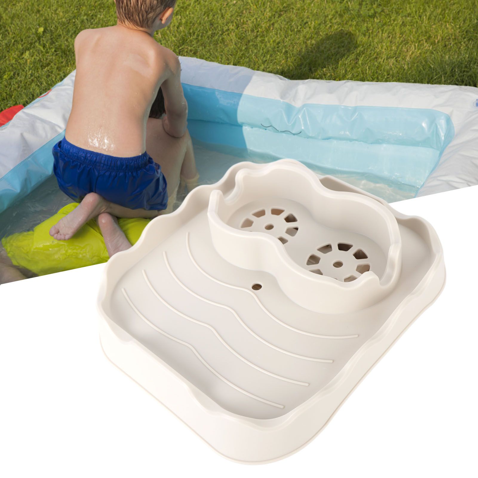 Hot Tub Table Tray with Drain Holes Anti Slip Adjustable Hot Tub Side Table view 12