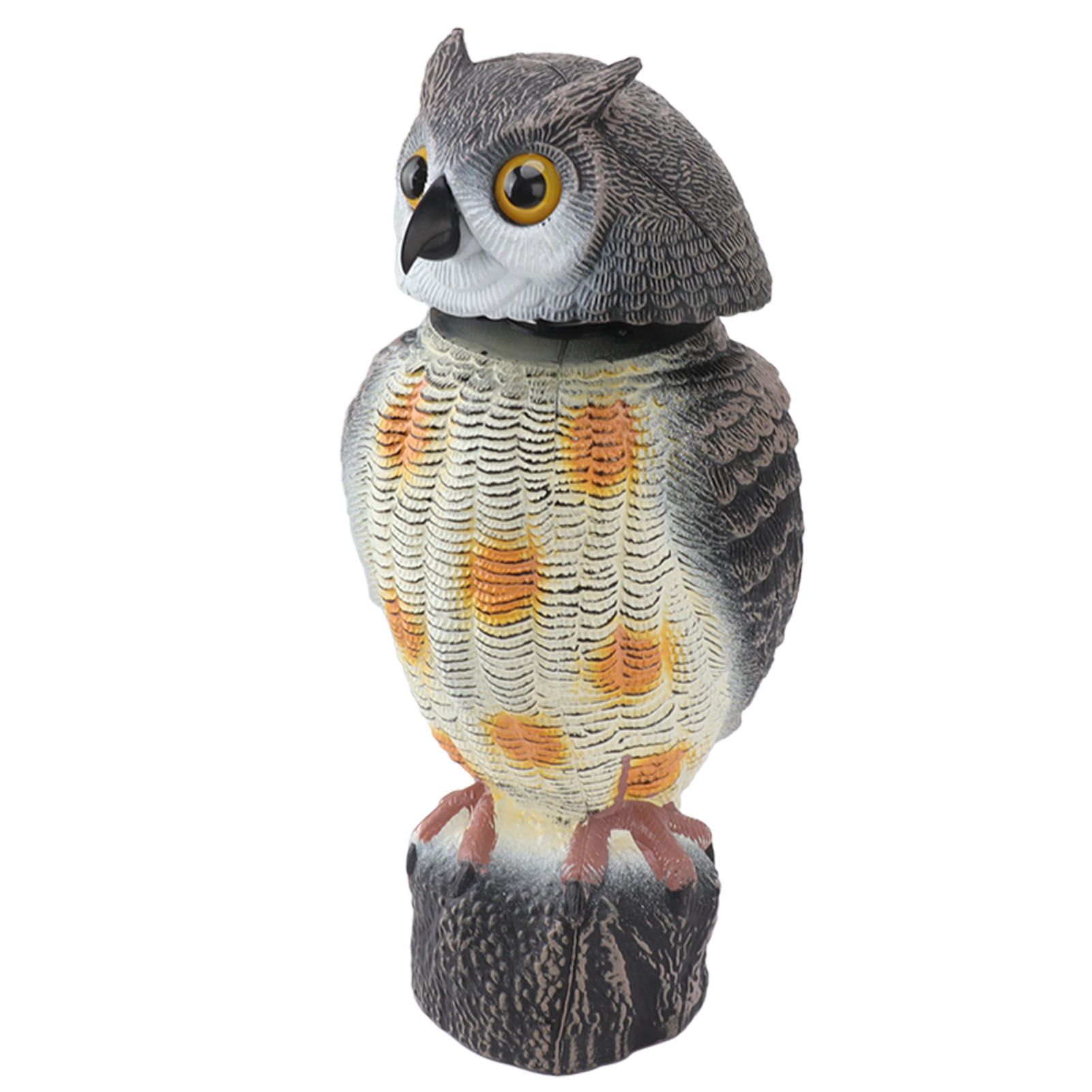 Fake Owl Statue Plastic Owl Bird Deterrents Scarecrow Owl Decoy with Shaking view 4