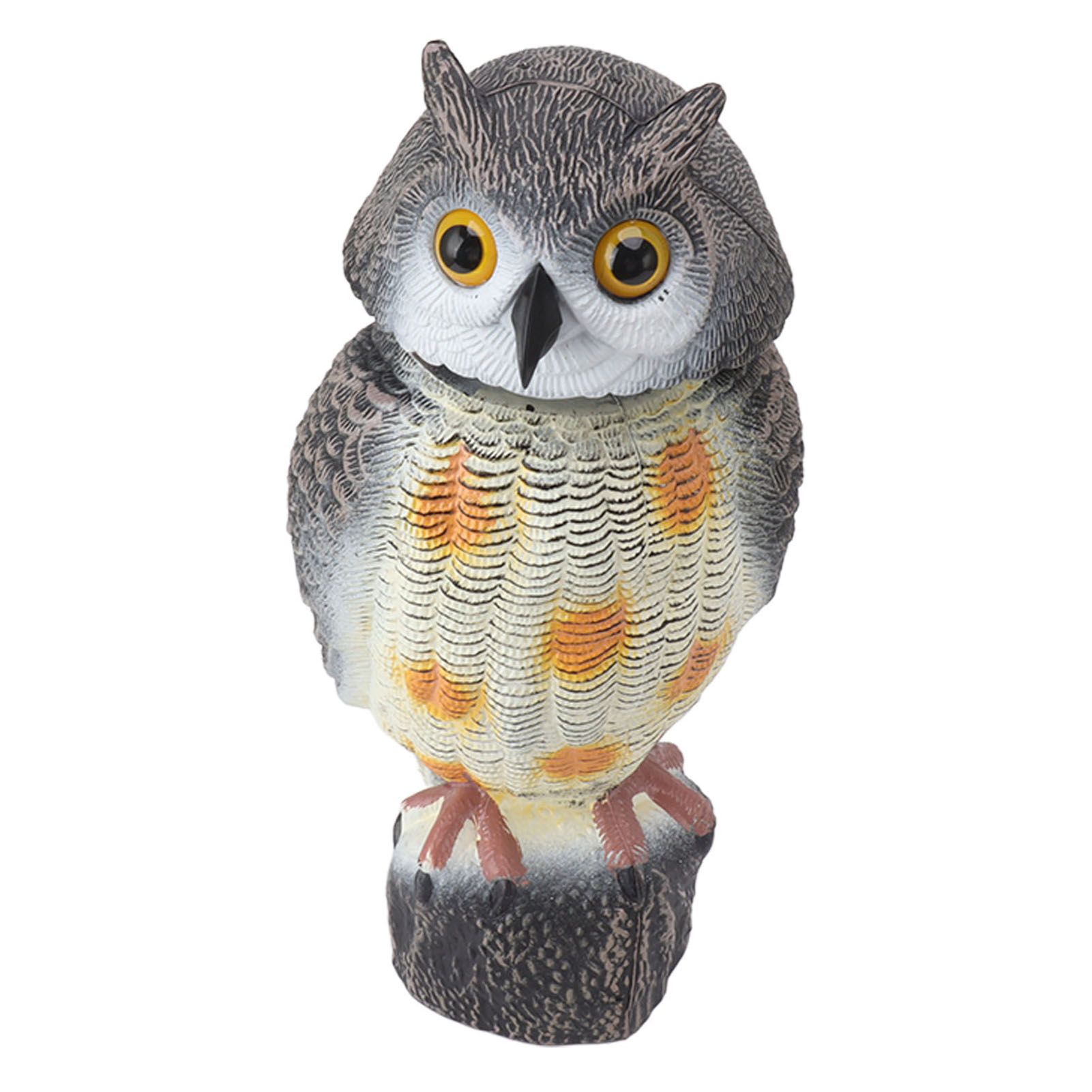 Fake Owl Statue Plastic Owl Bird Deterrents Scarecrow Owl Decoy with Shaking view 5